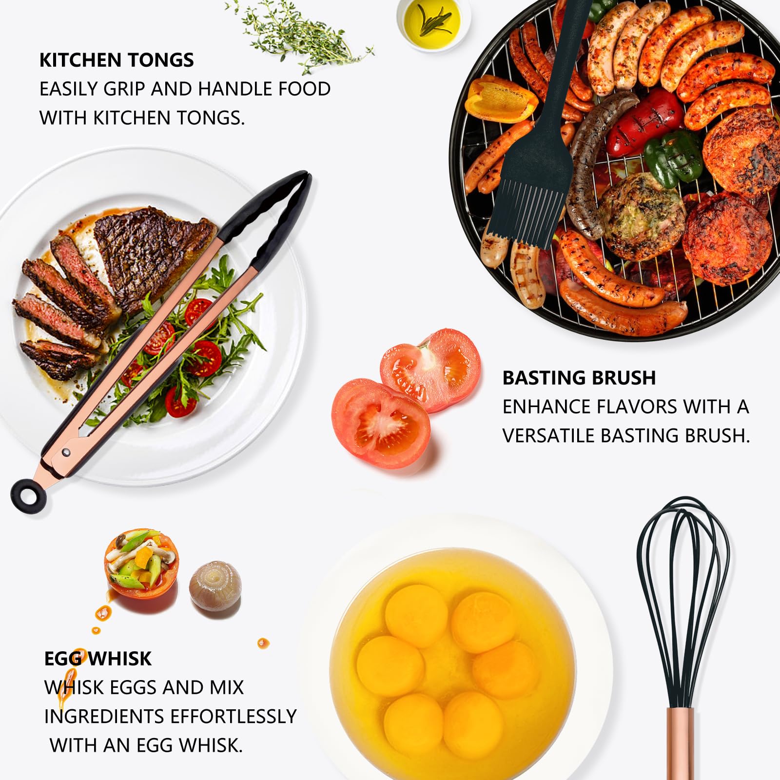 Küchenutensilien Set, 17-teiliges Rose Gold Küchenzubehör, Silikon Küchenutensilien /hitzebeständige Küchenutensilien zum Kochen