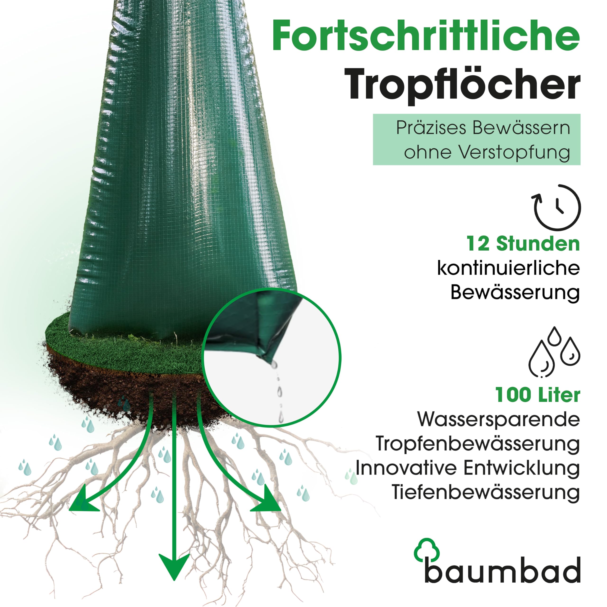 Premium Bewässerungsring 55 Liter, PVC UV Beständig, Baumring zur Bewässerung in Braun