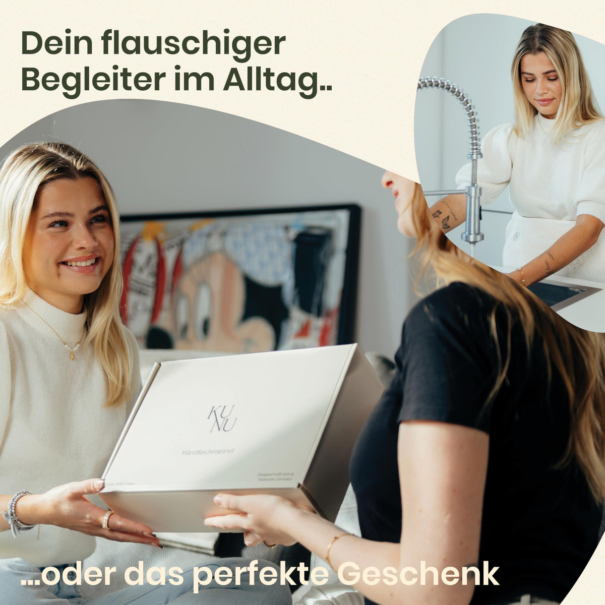 Wärmflaschengürtel - Premium Wärmflasche Lang mit Gürtel zum umbinden - 130cm Perioden Wärmegürtel - Plüsch Wärmflasche mit Bezug - Wärmflasche Gürtel mit Geschenkverpackung