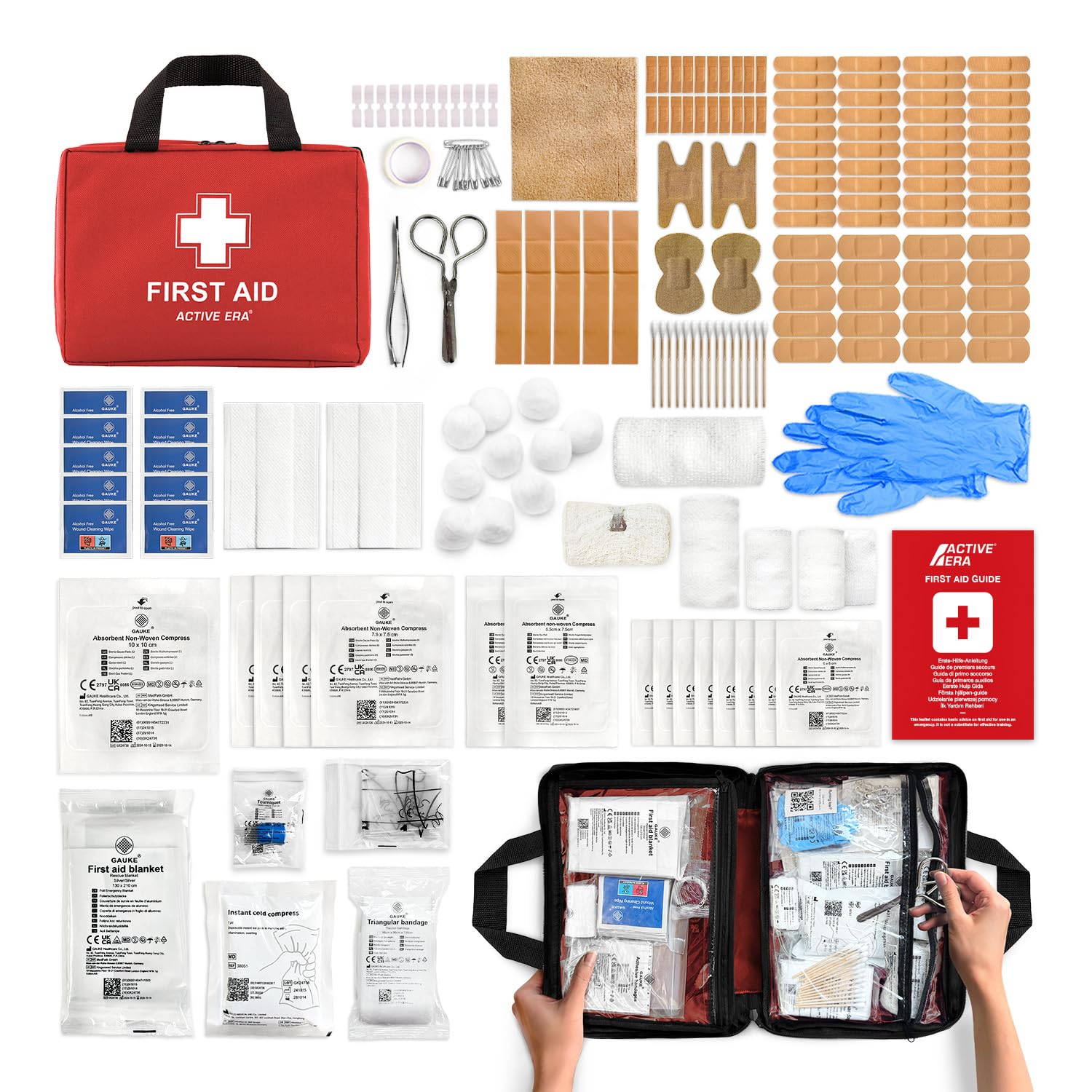 Active Era Premium Erste-Hilfe-Kit - 120-teilige Erste-Hilfe-Kit - Notfallausrüstung einschließlich Kühlpackungen, Pflaster, Rettungsdecke für zu Hause, Reisen oder als Erste-Hilfe-Kit im Freien - ISO 13485