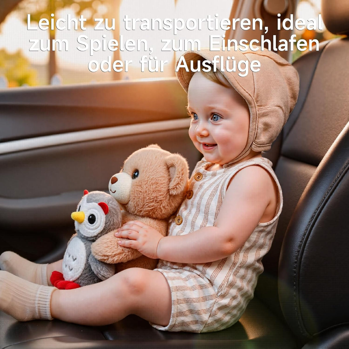 Musikalischer Kuschelbär mit Eule, Interaktives Sprechendes Plüschtier, Aufnahme Wiederholungsfunktion Stofftier, Geschenk für Kinder, Baby