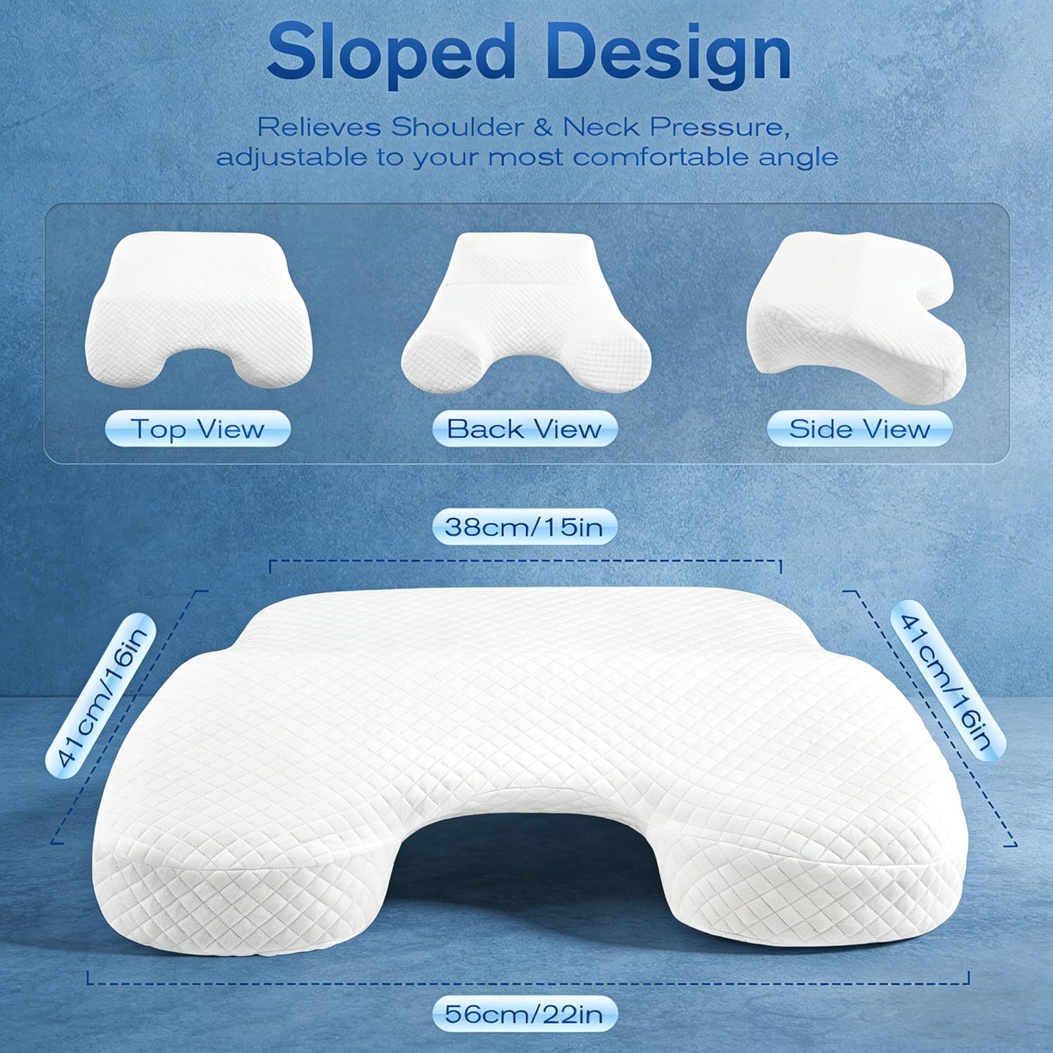 Seitenschläferkissen mit 3 Armloch, 2 in 1 Ergonomisches Seitenschläferkissen, Orthopädisches Nackenstützkissen aus Memory Foam, Kissen für Seitenschläfer, Rücken- und Bauchschläfer