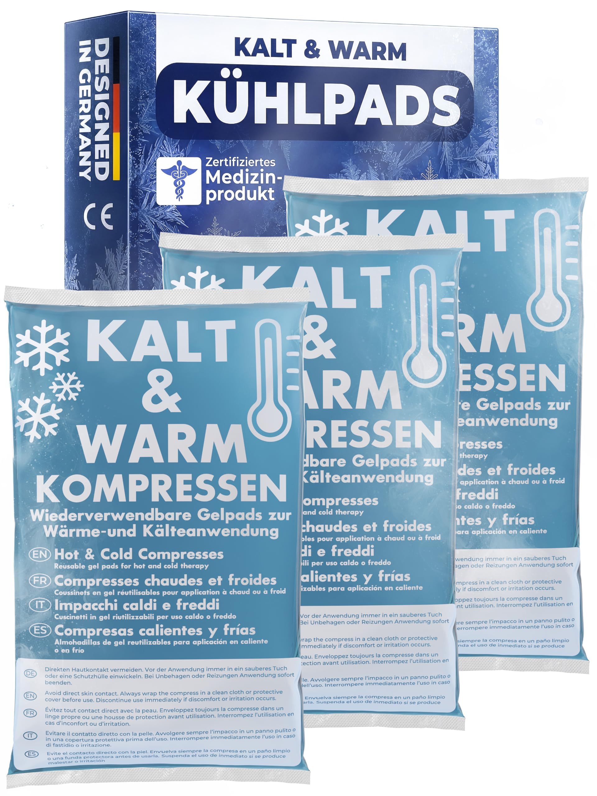 Kühlpads Kalt Warm Kompresse zertifiziert | Kühlpacks für Kinder & Erwachsene, Mit Fleecehülle, Strapazierfähig, Mehr Gelinhalt, PowerSeal Schweißnaht, Tiefgekühlt weich