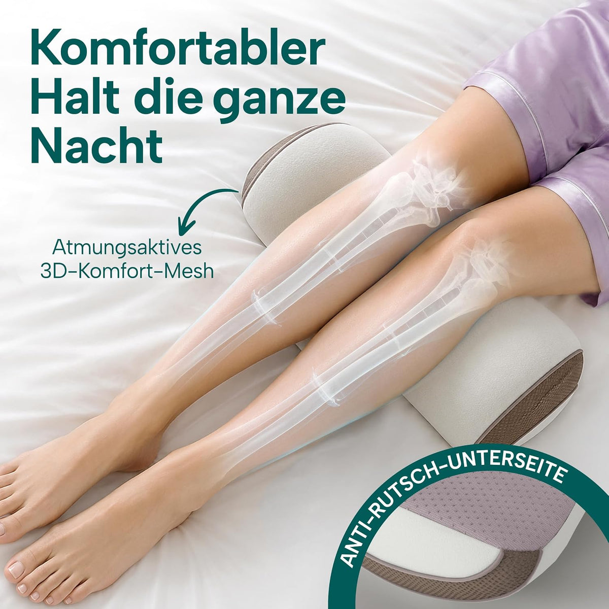 Knierolle Lagerungsrolle – Beinhochlagerung in Rückenlage