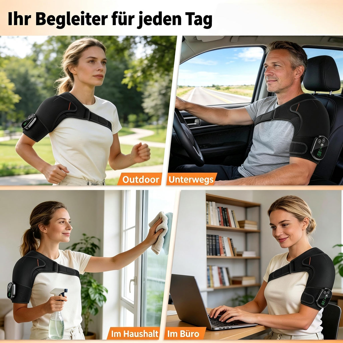 Schulter Massagegerät Kabellos Schulterbandage mit 5 Heizstufen & Vibration