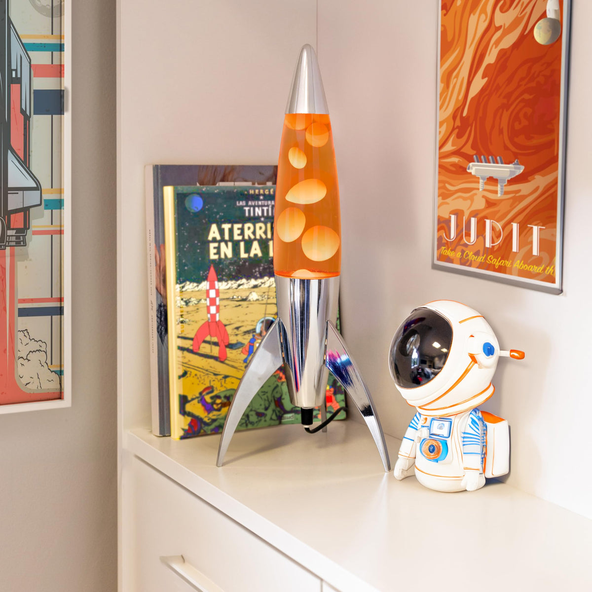 Lavalampe "Rocket" - Retro-Lavalampe mit Ersatzbirne, ideal für Wohnzimmer, Schlafzimmer und Büro. Maße: 20 x 20 x 45 cm.