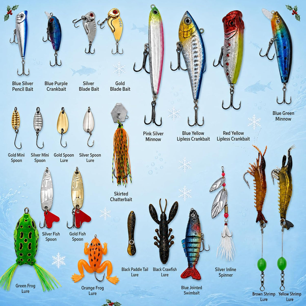 Adventskalender Angeln 2026 - Geschenke für Angler（24 Köder）