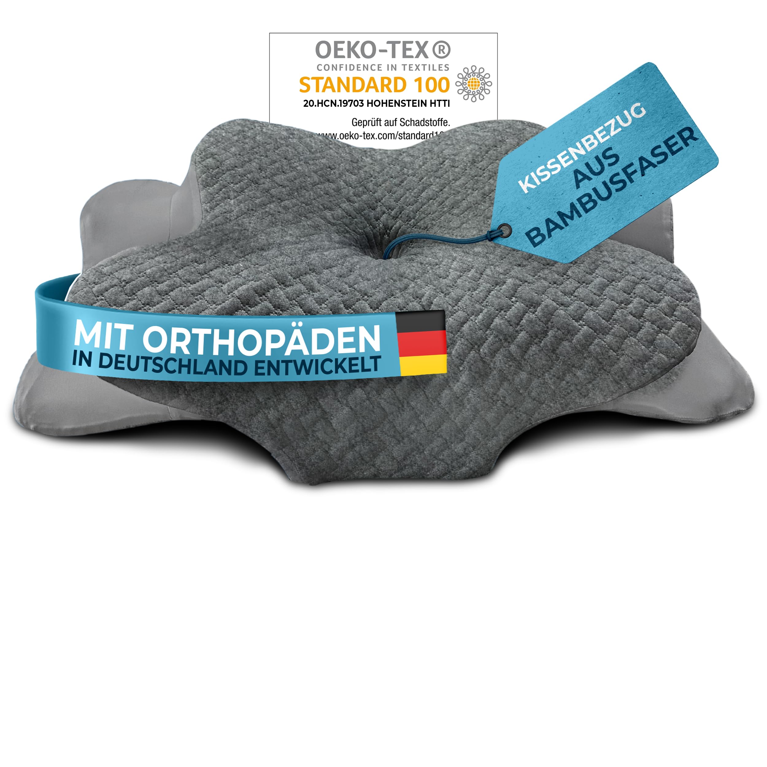 Orthopädisches Kissen (Zertifiziert für alle Schlaftypen) Kopfkissen Nackenschmerzen aus Memory Foam | Nackenstützkissen Ergonomisches Kopf-Kissen Seitenschläferkissen Weiß