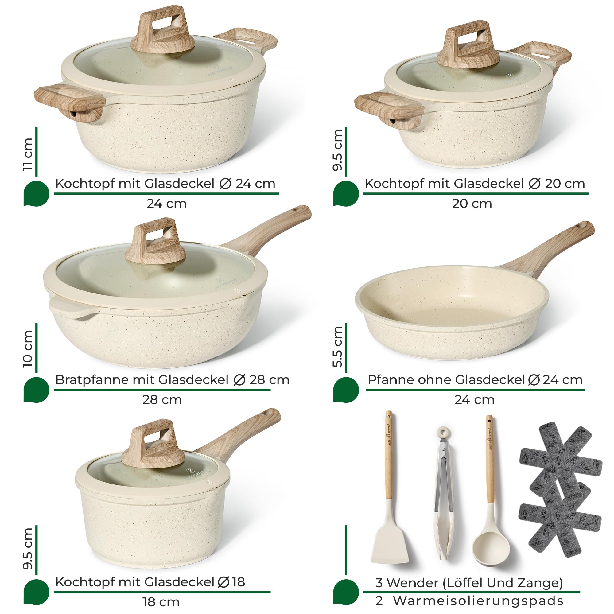 Induktionsgefässe - Pfannenset mit Deckel - Induktionsgefässe Set - Töpfe & Pfannen Set ohne PTFE und PFOA - Kochgeschirr-Topf-Induktion