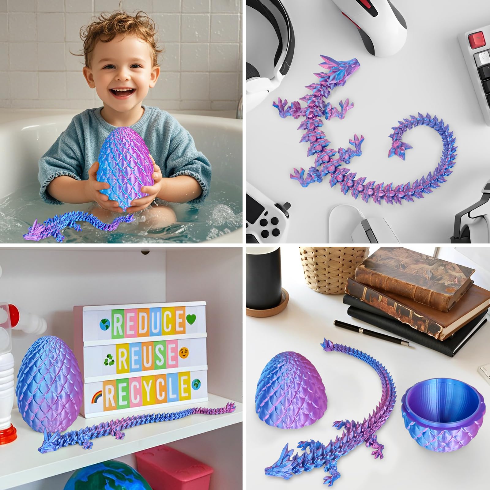 Überraschungseier - Drachenei mit Drachen im Inneren, Geschenke für Kinder und Erwachsene, 3D-gedrucktes Fidget-Spielzeug, perfekt für Weihnachten, Ostern, Geburtstage, Dekoration, Stressabbau