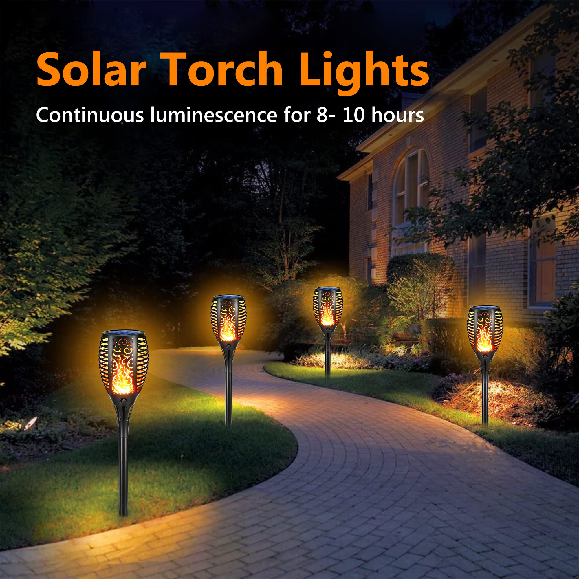 6 Stück Solarlampen für Außen - 12 LED Solarleuchten Garten mit Realistischer Flammeneffekt, IP65 Wasserdicht Gartenfackeln Solar für Außen, Hinterhöfe, Gärten, Rasen Beleuchtung