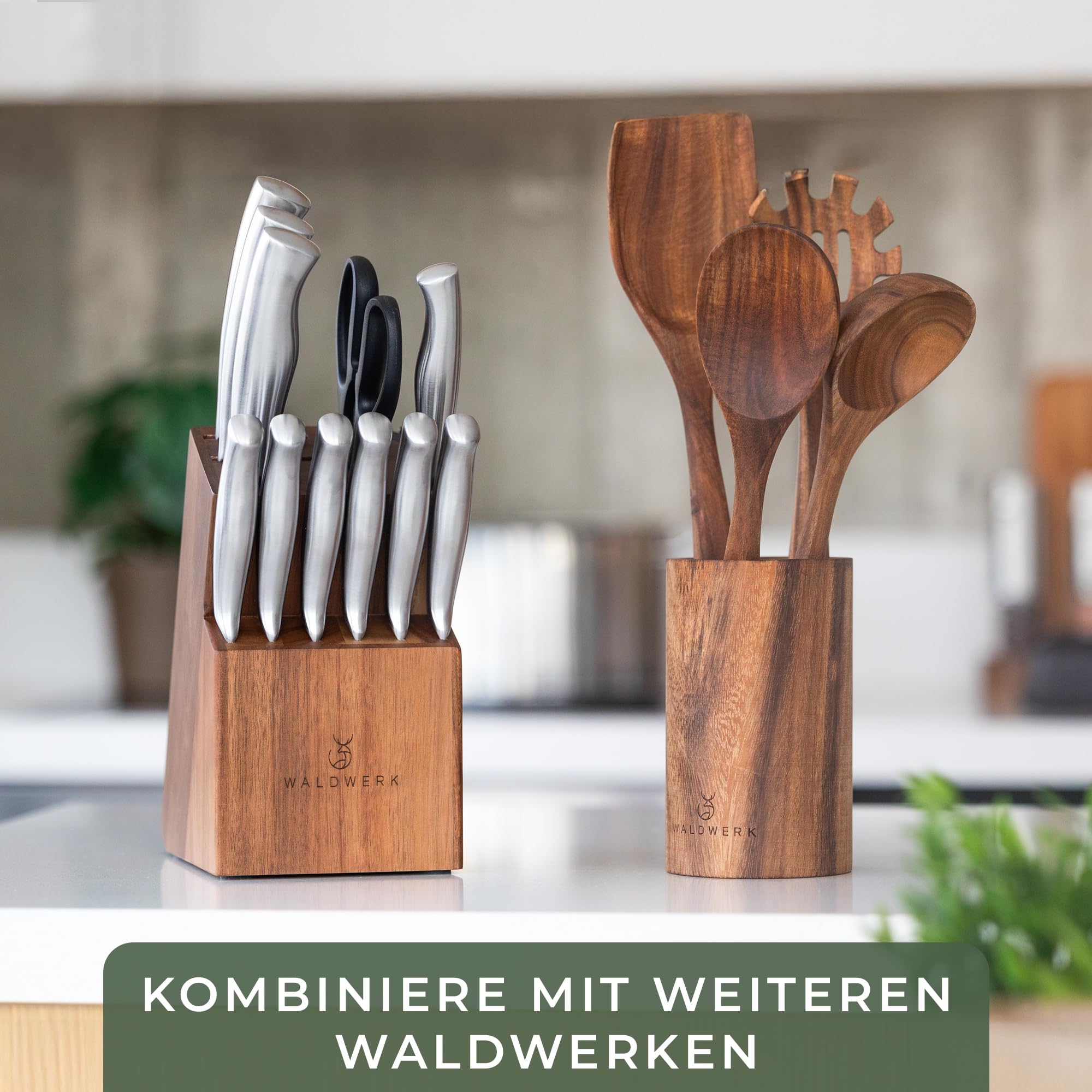 Magnetische Messerstreifen (40 x 5 cm) - Magnetstreifen aus elegantem Akazienholz - Magnetische Messerhalter für schwere Messer - Magnetische Messerstreifen zum Kleben oder Schrauben - Magnetische Messerhalterung