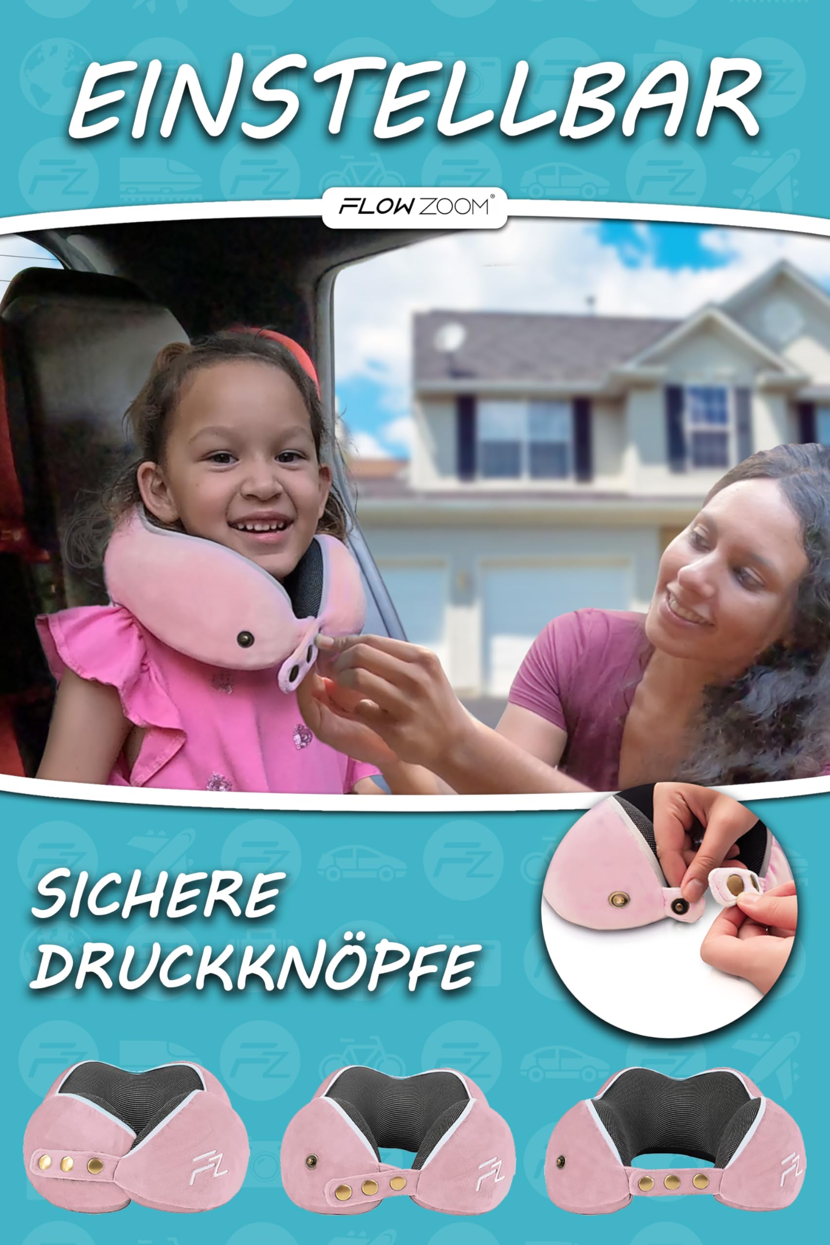 Bequemer Neck Cushion Flugzeug & Auto Reisekissen Memory Foam mit schlankem Rücken und waschbarer Abdeckung (Velvet Soft & Breathable) - Neck Cushion Adults Grey