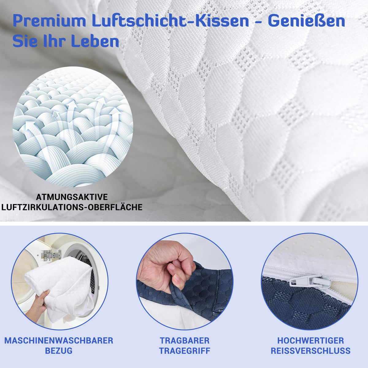 30cm Keilkissen für Bett und Sofa, Bettkeil aus Memory-Schaum