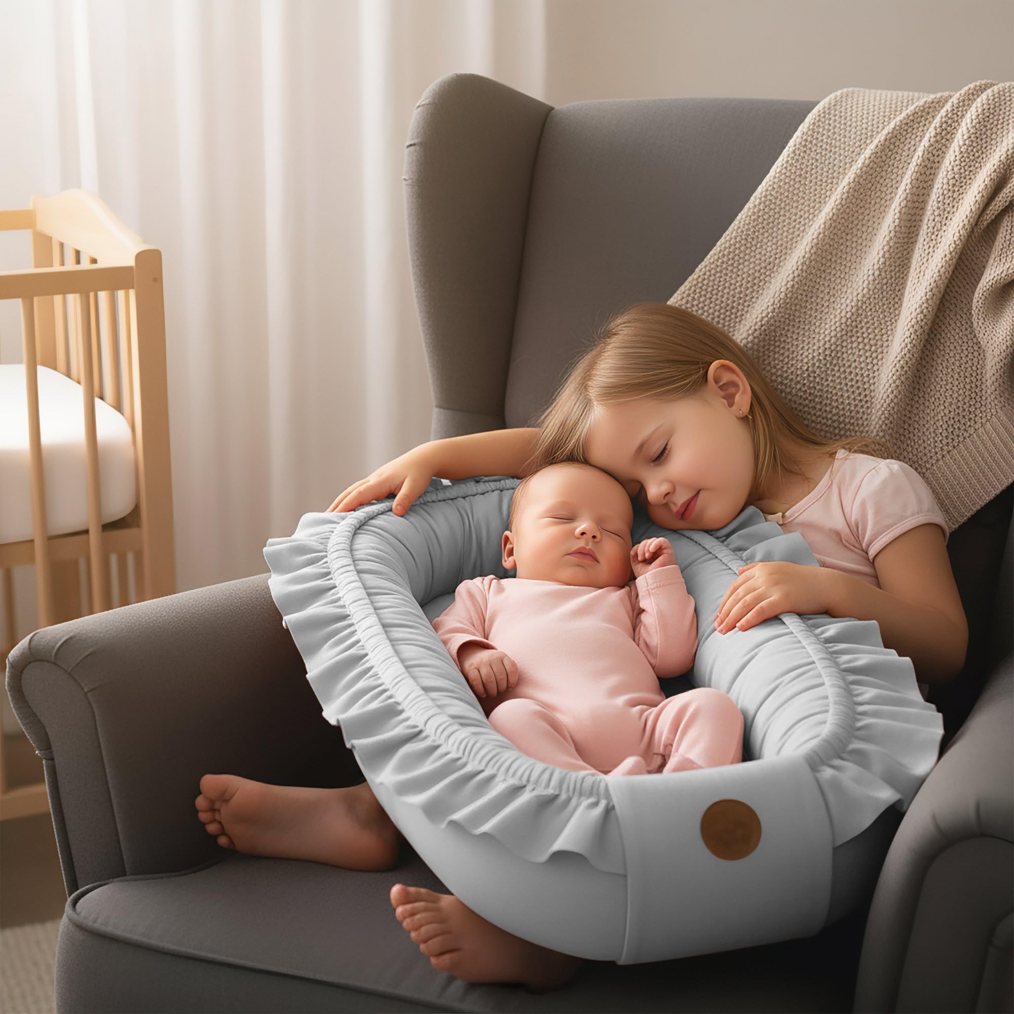 Babynest Babynestchen Neugeborene 90 x 50 cm baby nestchen tragbar nest für bett kinder kuschelnest coccon für Jungen und Mädchen
