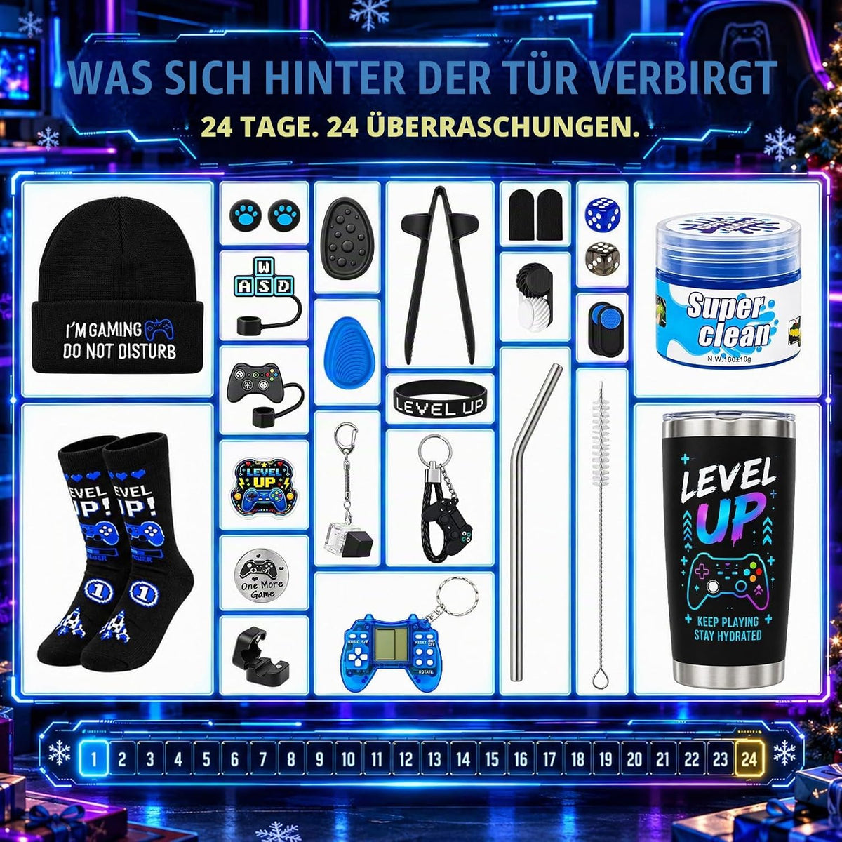 Gaming Adventskalender 2026 Teenager mit Umfangreiches Gamer Geschenkset