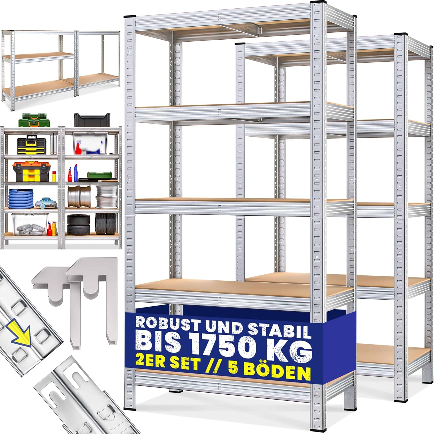 2er Set Schwerlastregal 180x90x40cm