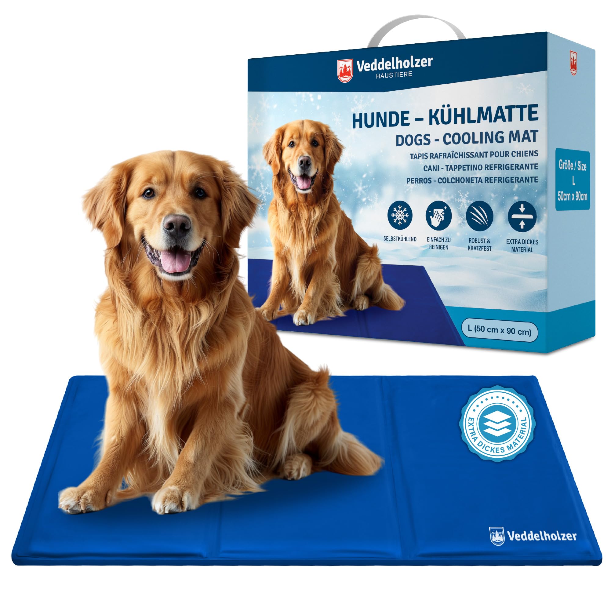 Kühlmatte für Hunde extra Dick und selbstkühlend ohne Strom Perfekt für Sommer & Reisen Für kleine, mittlere & große Hunde Kühlmatte Hund Faltbar & leicht zu reinigen