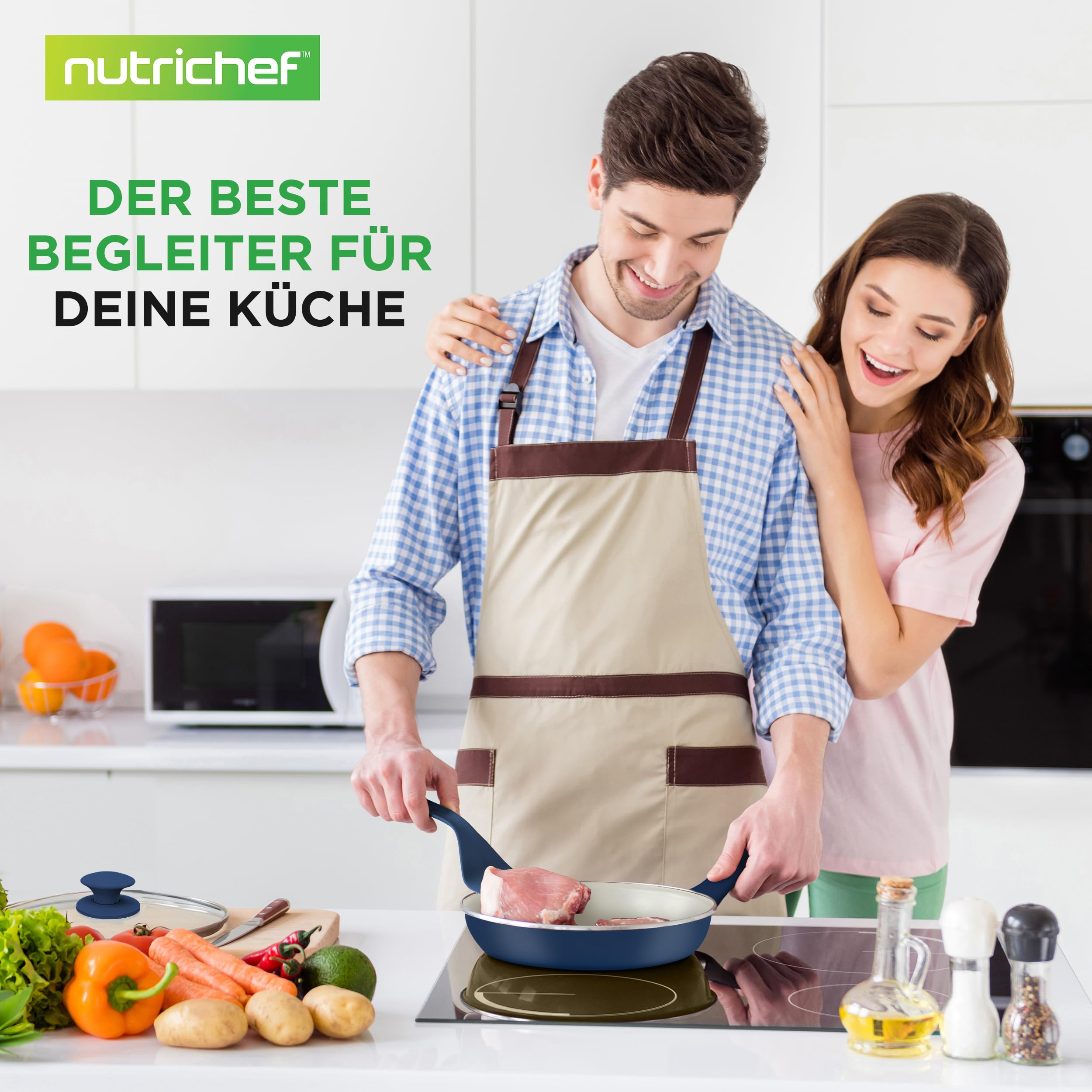Topfset & Pfannenset - 54-teiliges Non-Stick-Kochgeschirr - Enthält Küchenutensilien, Backschale, Messer / Für Induktion, Gas & Elektrisch / Gesundes & Fettfreies Kochen