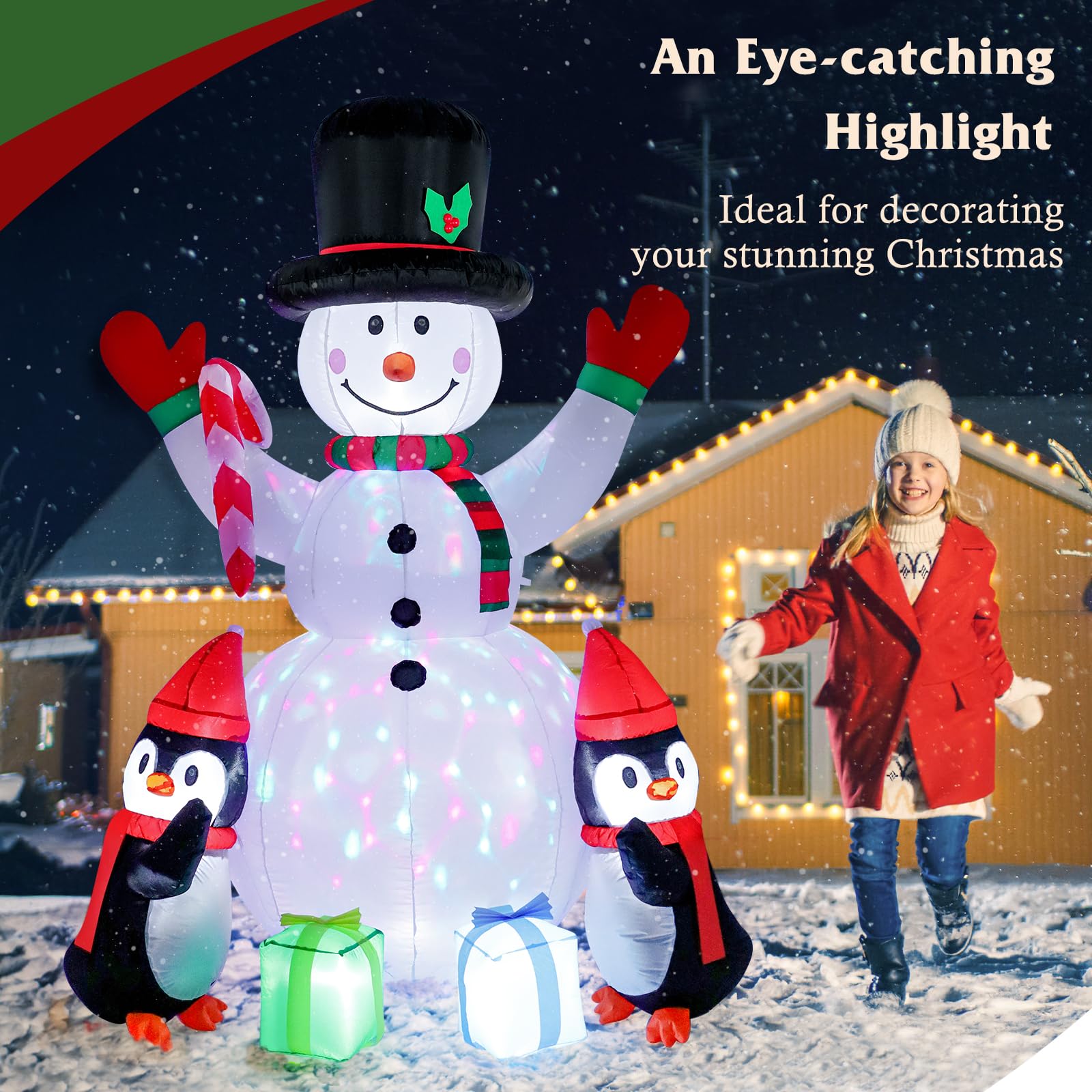 Aufblasbare Weihnachtsdeko, Riesiger Weihnachtsbaum Bogen mit 8 LED Leuchten, Wasserfest Beleuchtet Aufblasbar Weihnachtsdeko Aussen für Hof Garten Feiertag Weihnachtsdekoration