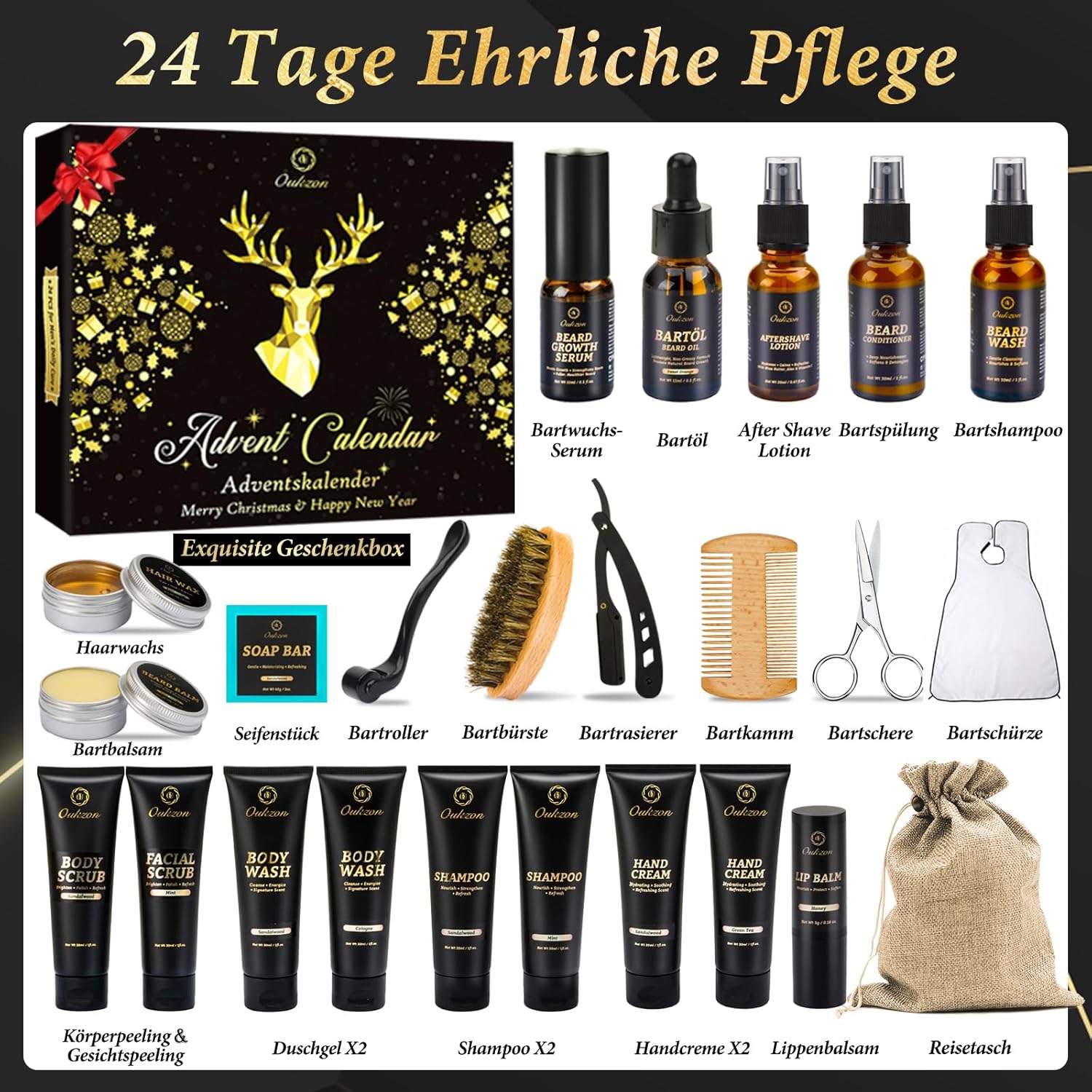Adventskalender für Männer, Geschenkset für Männer, Bartpflegeset, Adventskalender