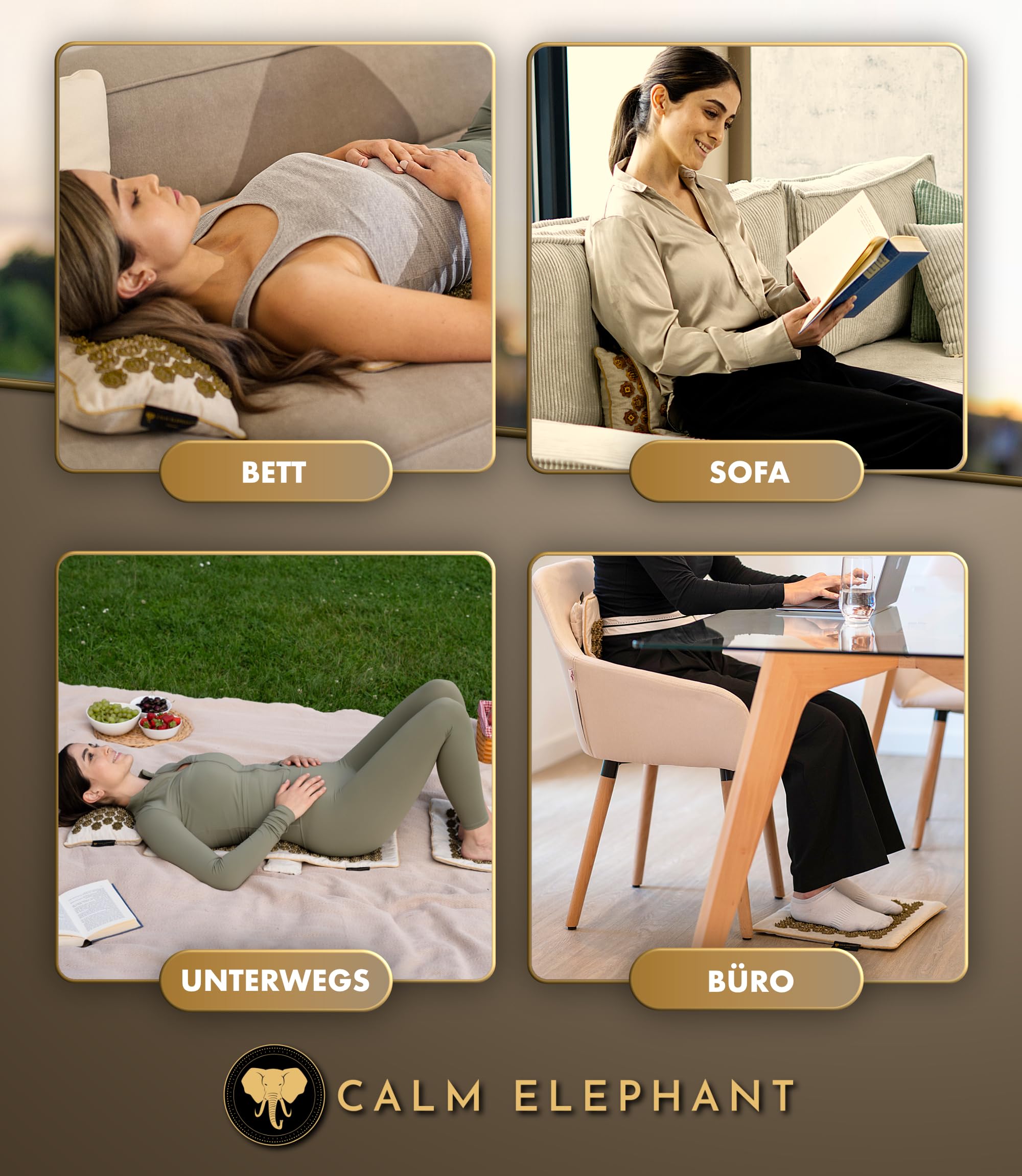 Echte Akupressurmatte mit Kissen XXL Set aus 5 Massagematten Rückenspannung Entlastung Akupunkturmatte mit Wärmefunktion, Lumbalkissen, Doormatte & Tasche, Grau