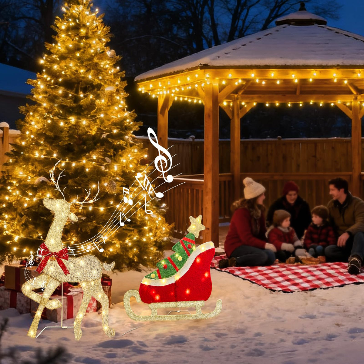 LED Rentier Metall Gold Weiß Eisen Rahmen Beleuchtet Weihnachtshirsch warm weiß Weihnachten Deko für Innen Aussen