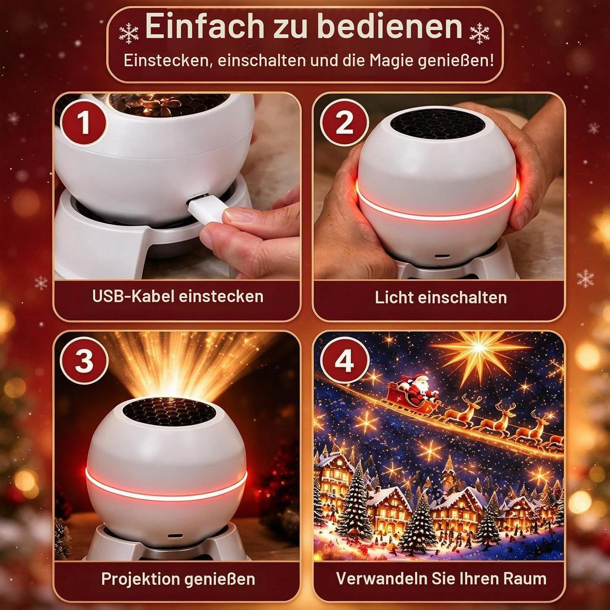 Magical Christmas Projection Night Light, Weihnachtsprojektor (1PCS)