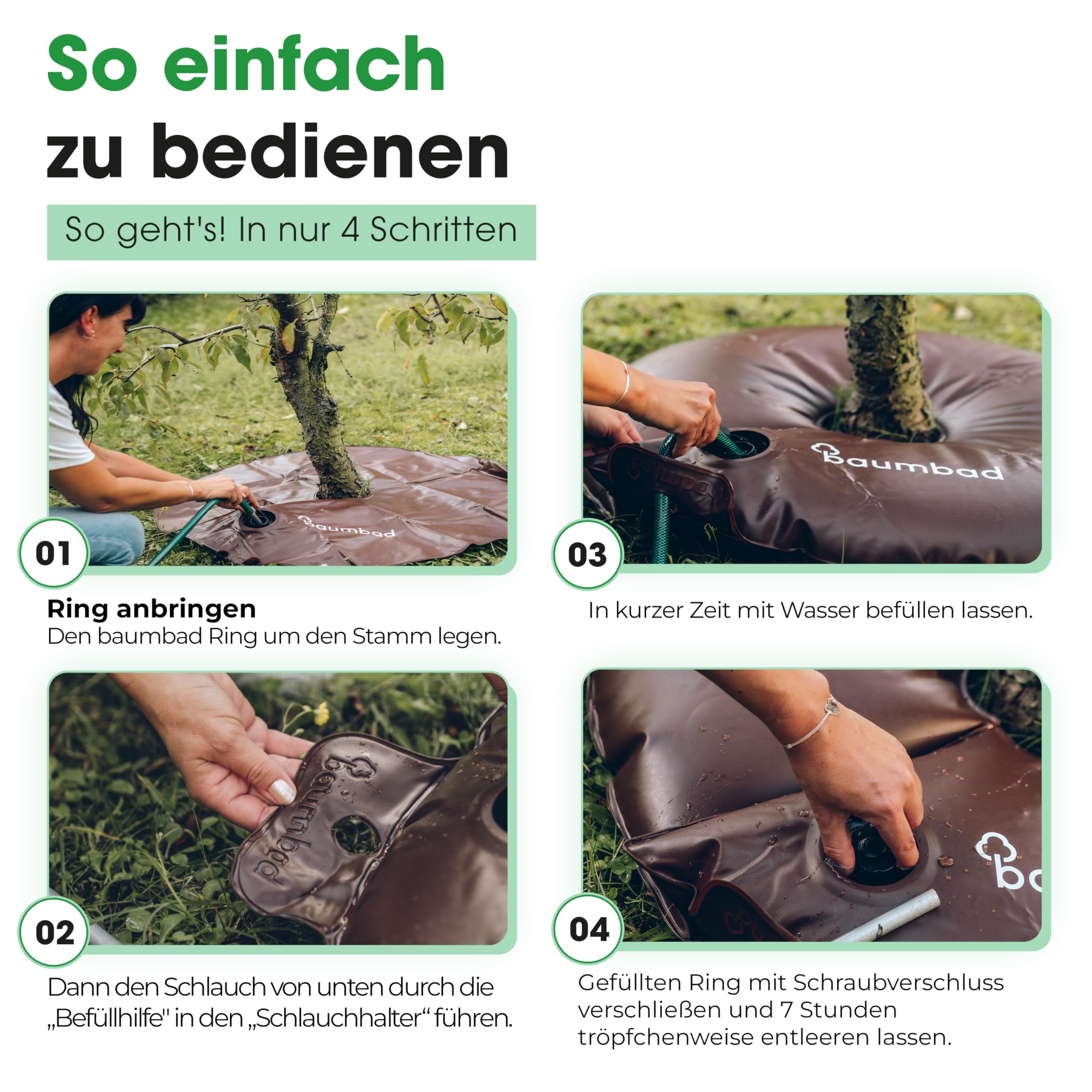 Premium Bewässerungsring 55 Liter, PVC UV Beständig, Baumring zur Bewässerung in Braun