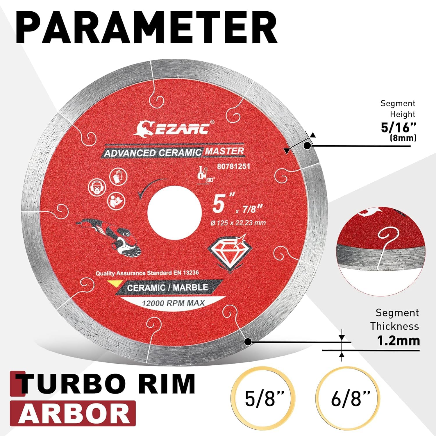 Diamantschneidscheiben 125mm Extra Thin Diamond Disc Cutting Disc für Fliesen Keramik Marmor Nass oder Trockenschnitt