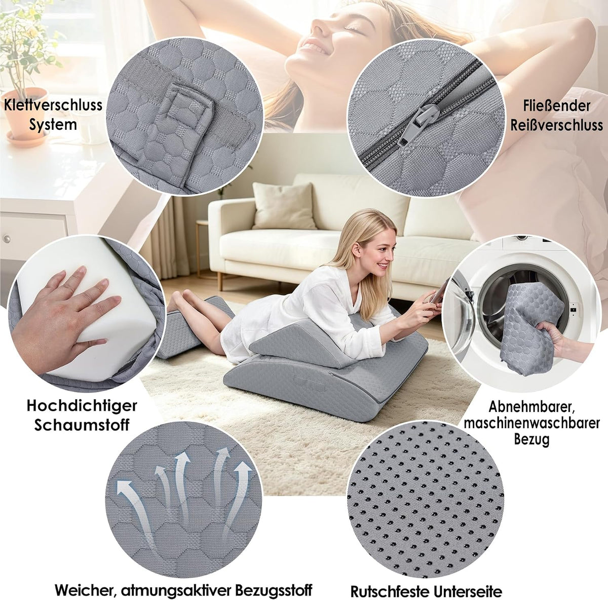 Verstellbares Keilkissen Set mit Memory-Schaum