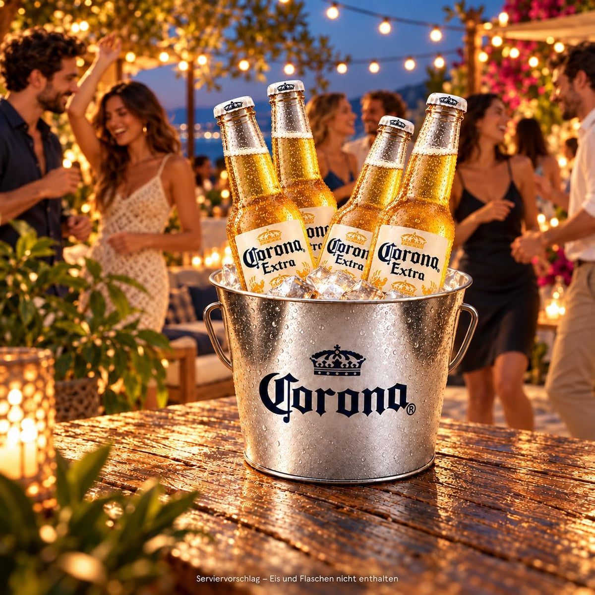 Corona Biereimer Metalleimer inklusive 5 Bierdeckel