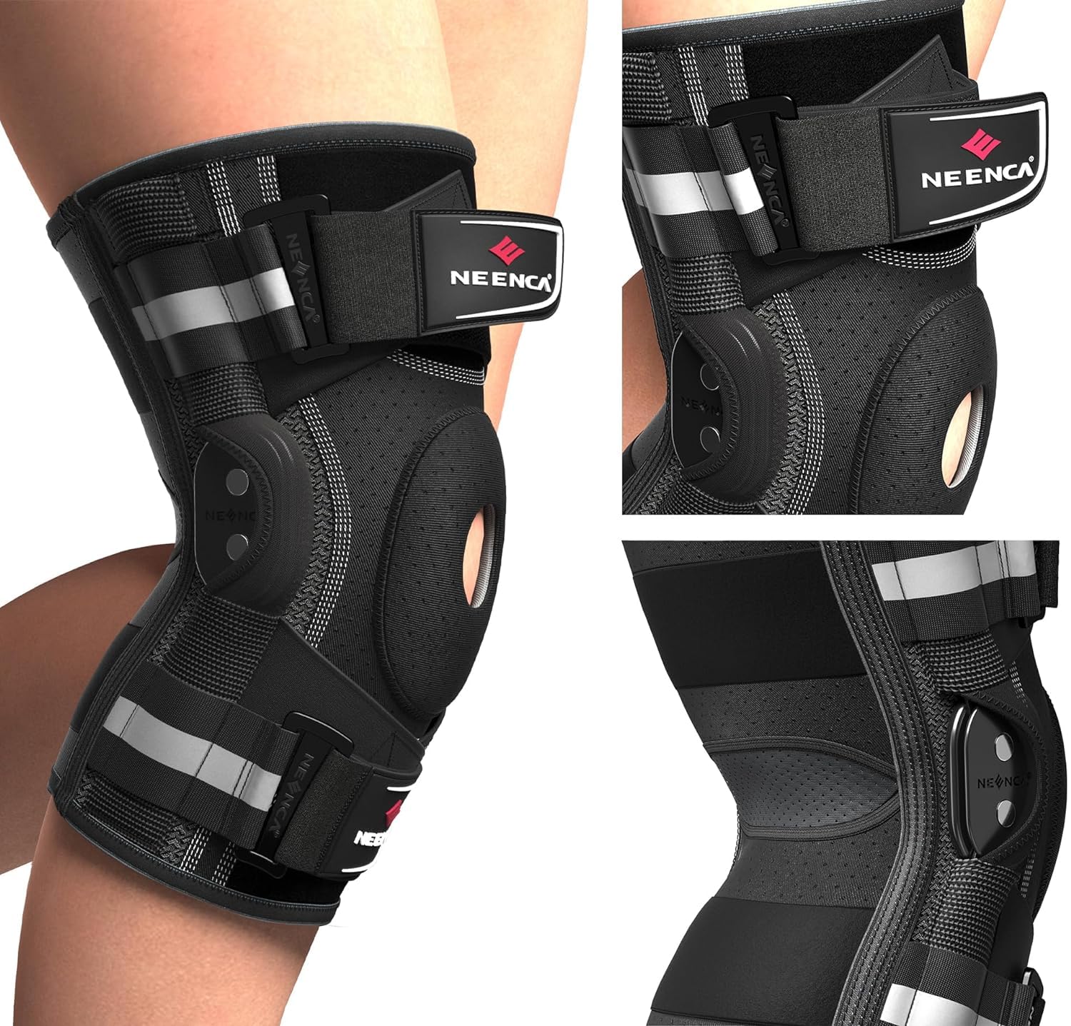 Kniebandage gegen Knieschmerzen, Kniestütze mit Scharnier und patentiertem X-Strap Befestigungssystem, starke Stabilität zur Schmerzlinderung, bei Arthritis, Meniskusriss, ACL, PCL, MCL