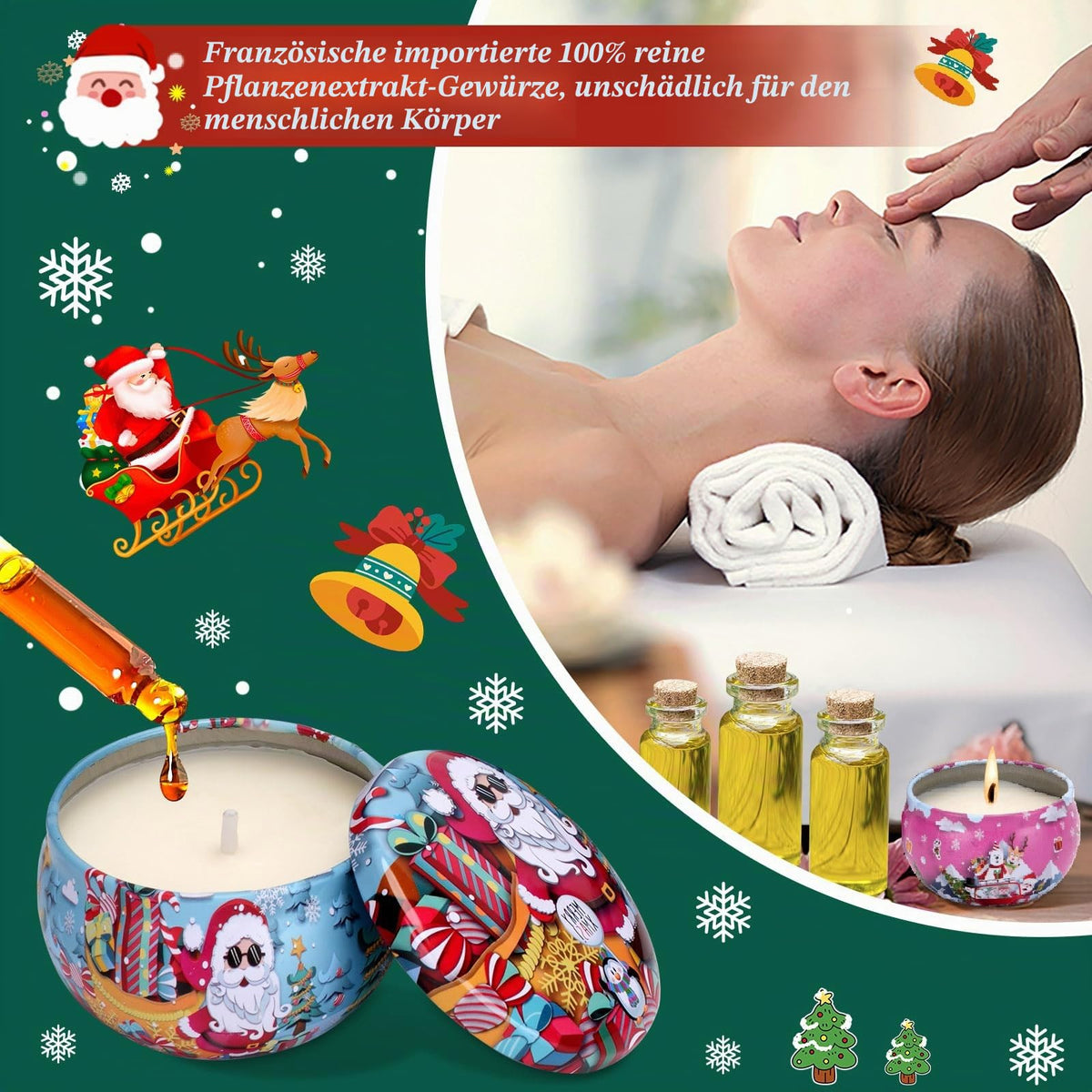 Duftkerze Geschenkset Weihnachten, 12 Pack Weihnachtskerzen Weihnachtsgeschenke Set, Natürliche Sojawachs Aromatherapie Kerzen Geschenkset für Frauen, für Weihnachten, Jubiläum
