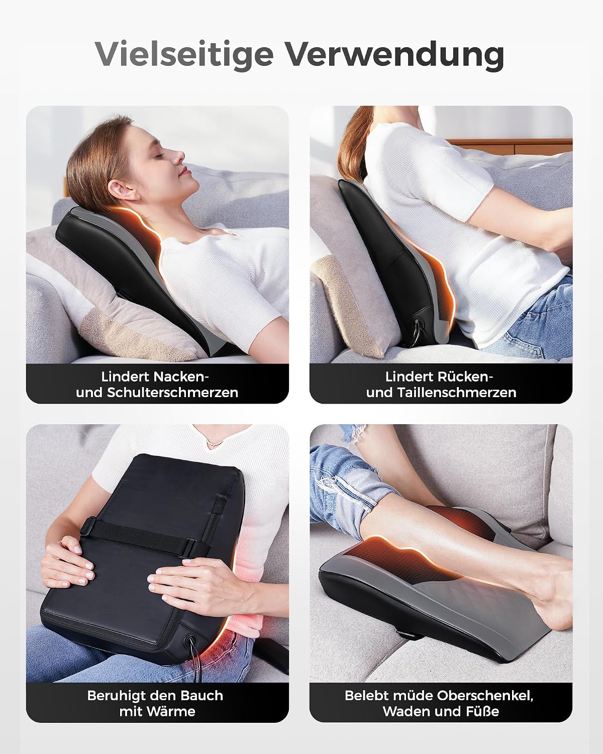 Nackenmassagegerät mit Wärme, Shiatsu Massagegeräte 3D Knet Rückenmassagegerät, Muskelschmerzlinderung für Nacken, Rücken, Beine, Geschenke für Männer, Frauen