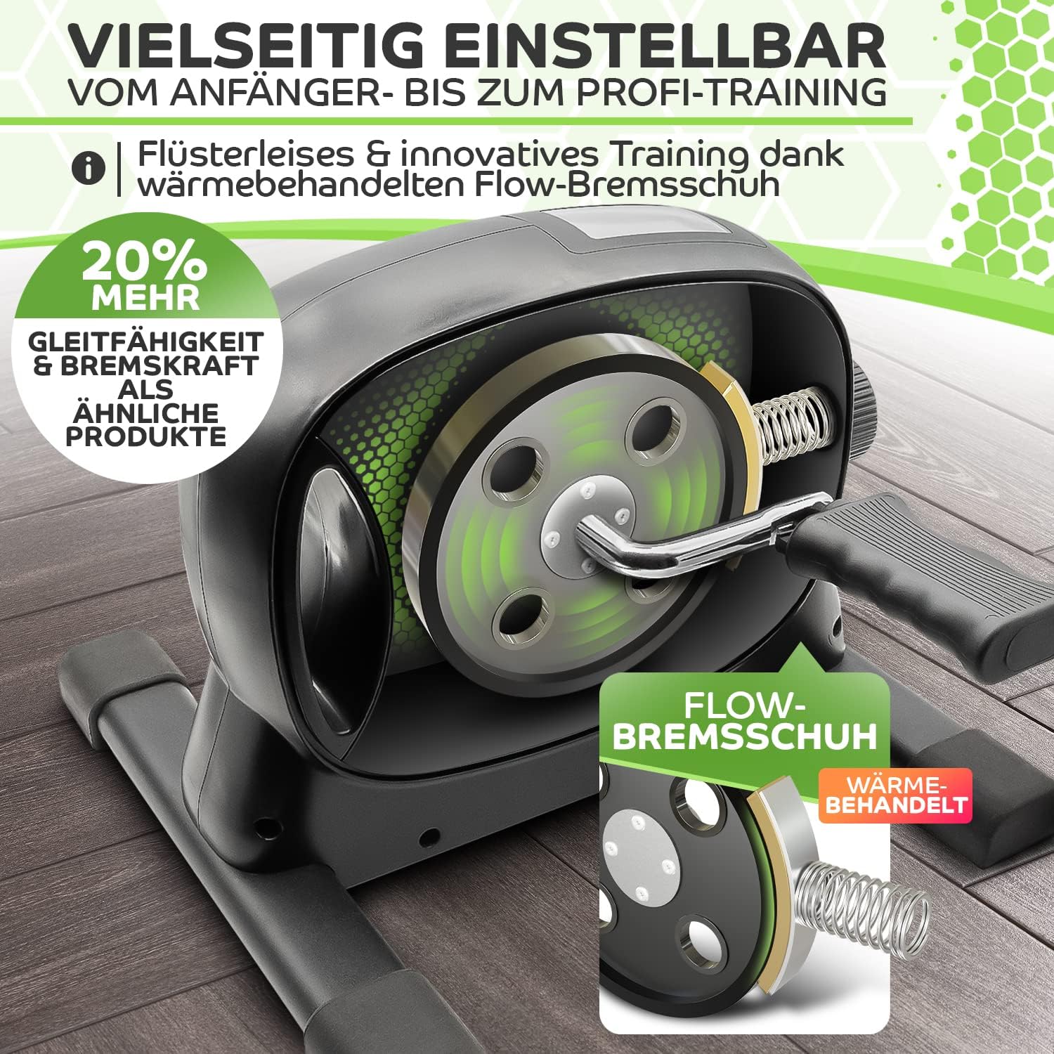 Pedal Trainer Set - Extra stabil & ruhig - Bein Trainer für Senioren / Übungsrad Mini Bike Black Green