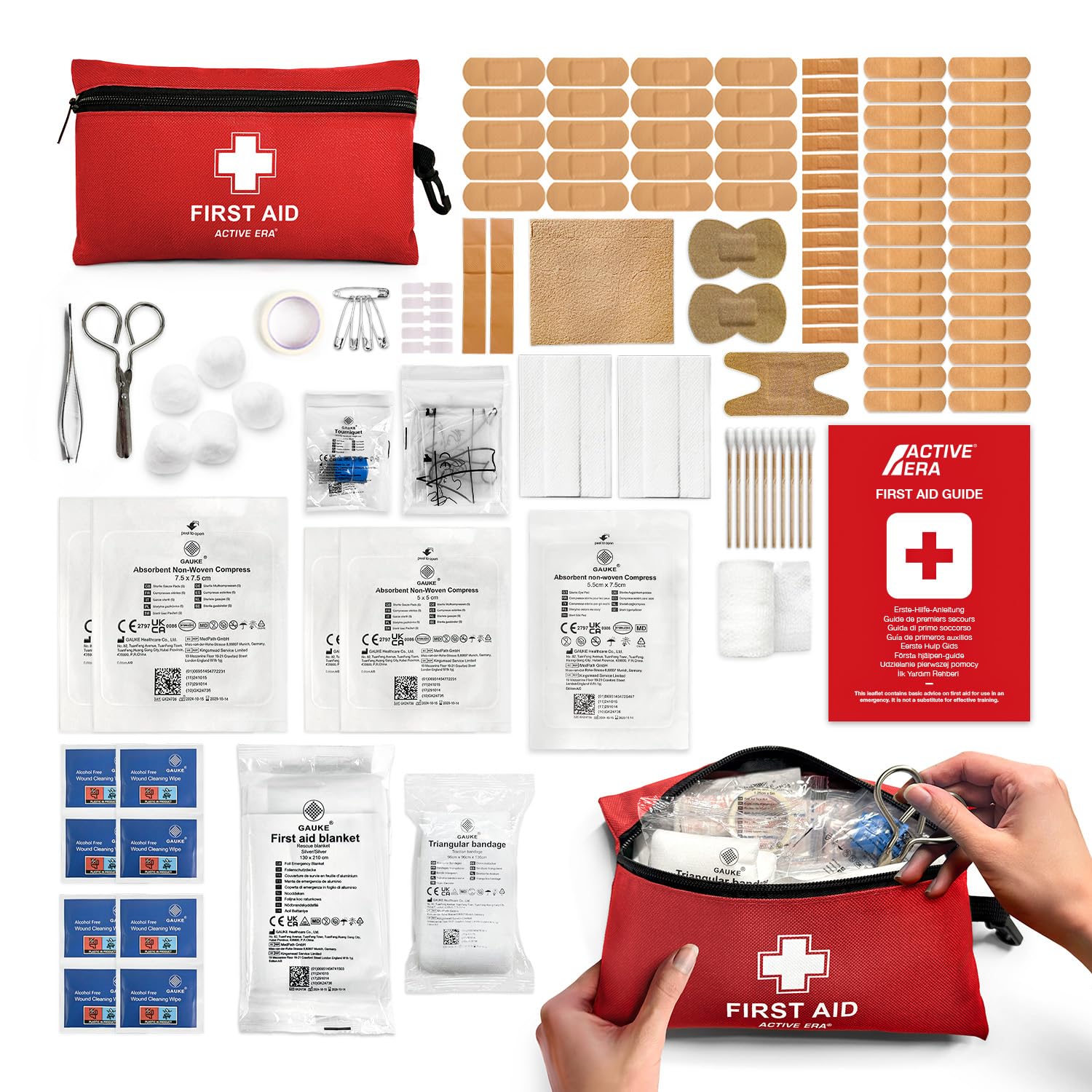 Active Era Premium Erste-Hilfe-Kit - 120-teilige Erste-Hilfe-Kit - Notfallausrüstung einschließlich Kühlpackungen, Pflaster, Rettungsdecke für zu Hause, Reisen oder als Erste-Hilfe-Kit im Freien - ISO 13485