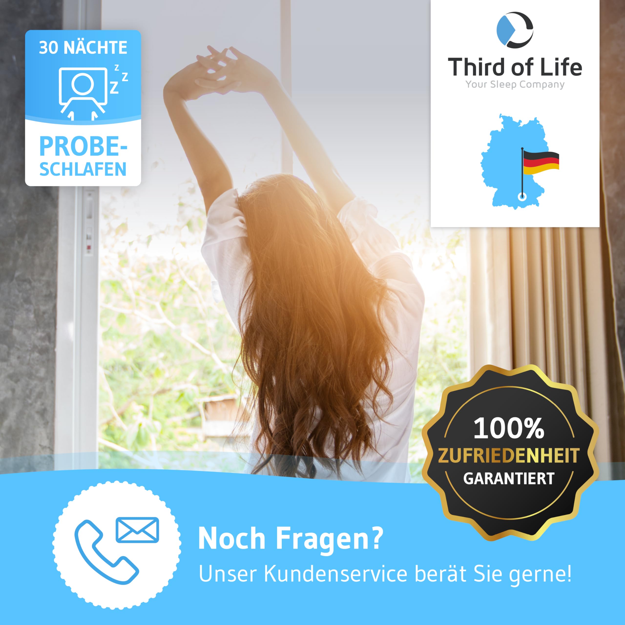Kniekissen für Seitenschläfer, Orthopädisches Bein-Kissen für eine optimale Schlafhaltung, Ergonomisches Lagerungskissen aus viscoelastischem Memory Schaum, atmungsaktiver & waschbarer Bezug 23,5x9,5
