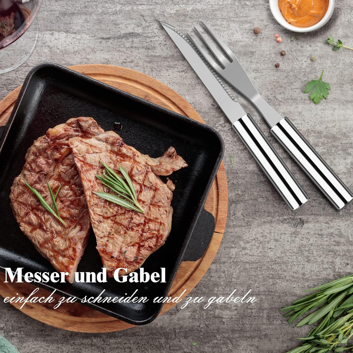 38 Stücke BBQ Grillbesteck Set Edelstahl Grillzubehör für Männer Geschenk Geburtstag Hochwertiger Grillutensilien Set Koffer mit Grillkoffer und Grillmatte für Garten und Camping Braun