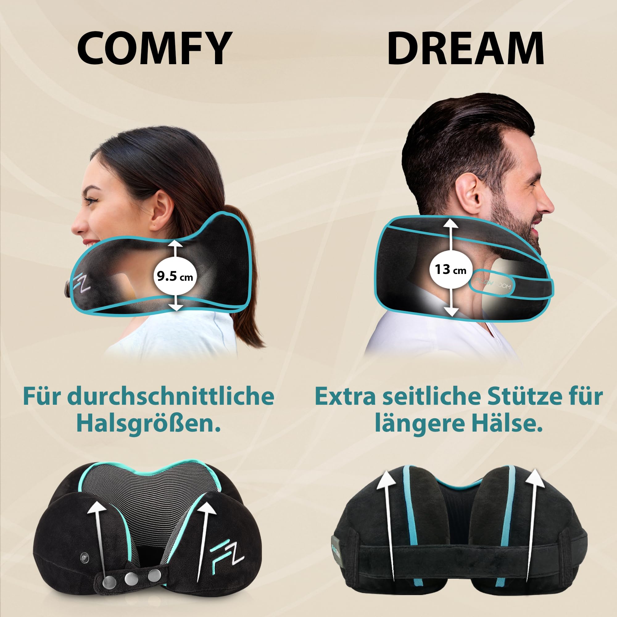 Bequemer Neck Cushion Flugzeug & Auto Reisekissen Memory Foam mit schlankem Rücken und waschbarer Abdeckung (Velvet Soft & Breathable) - Neck Cushion Adults Grey