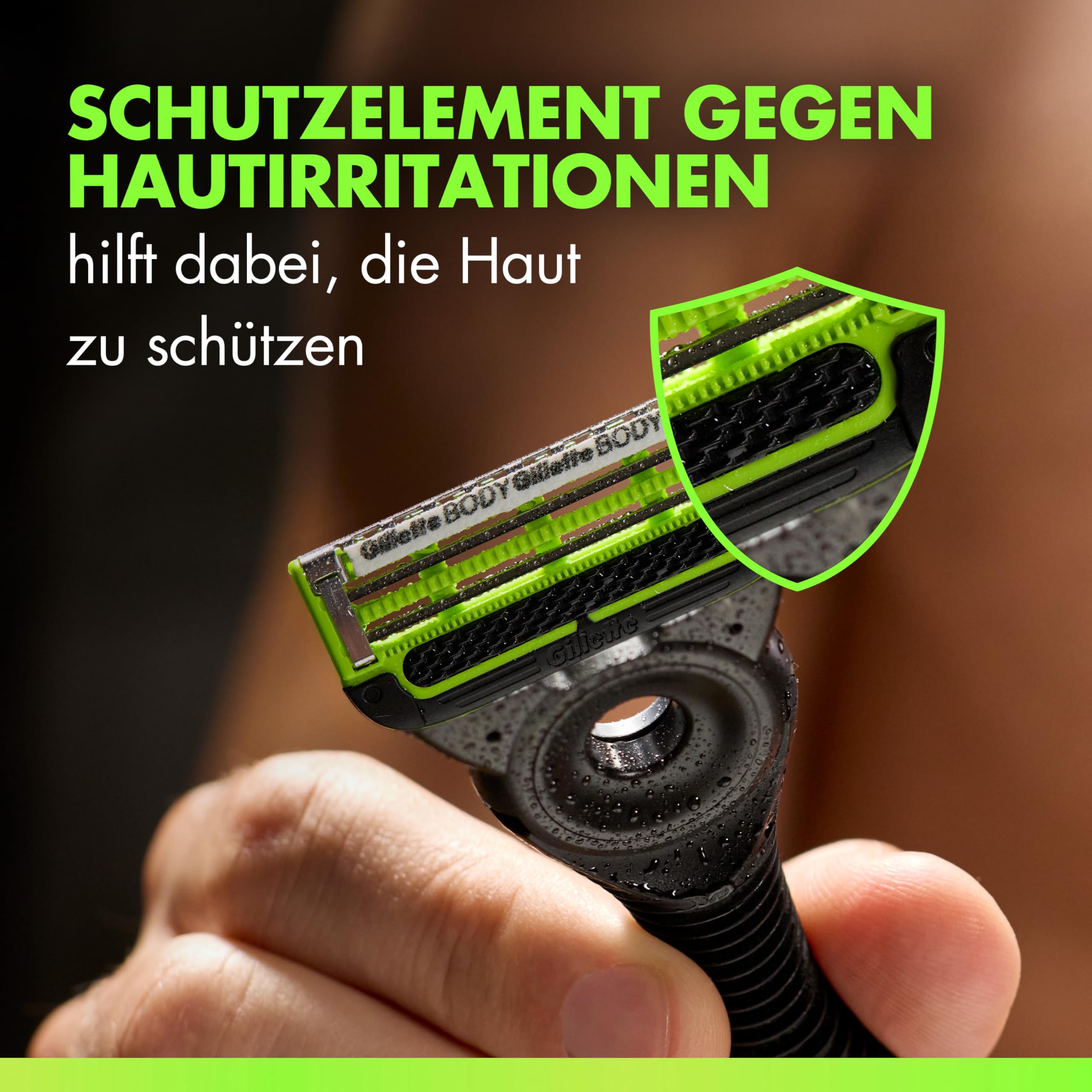 Gillette Labs Body & Intimate Rasierklingen, 12 Original Ersatzklinge, Grün