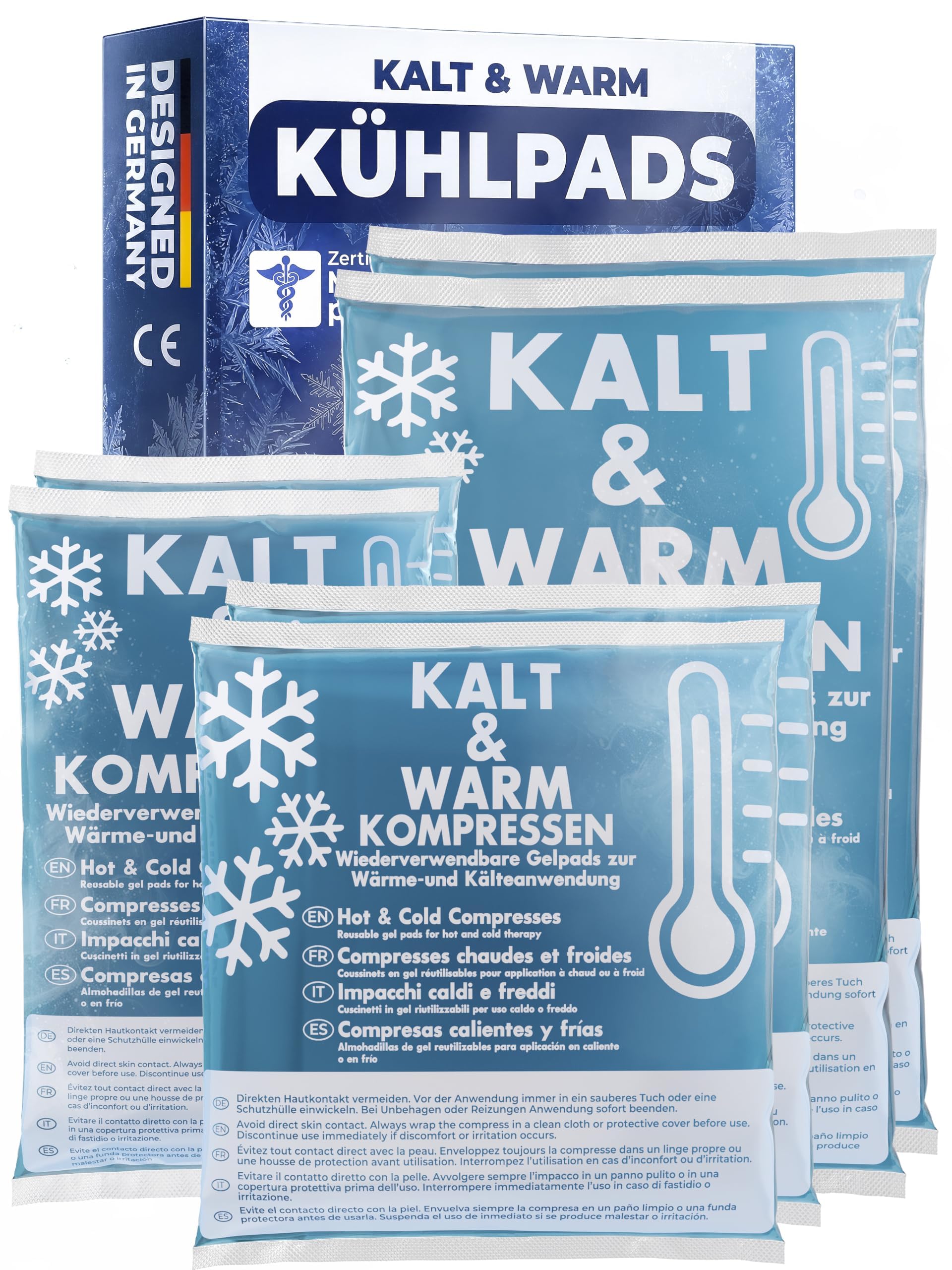 Kühlpads Kalt Warm Kompresse zertifiziert | Kühlpacks für Kinder & Erwachsene, Mit Fleecehülle, Strapazierfähig, Mehr Gelinhalt, PowerSeal Schweißnaht, Tiefgekühlt weich
