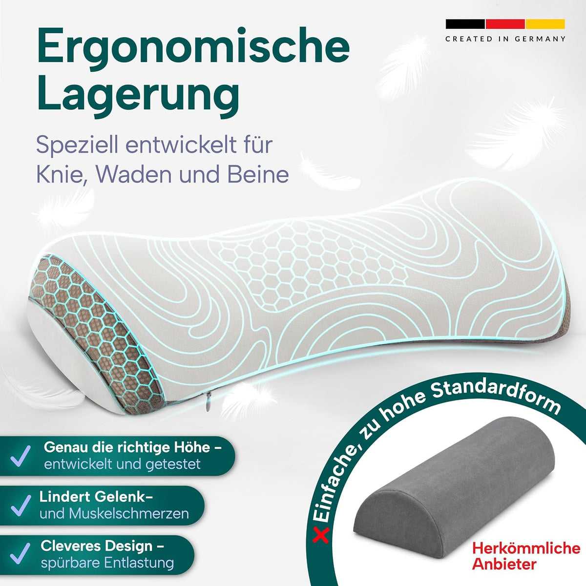 Knierolle Lagerungsrolle – Beinhochlagerung in Rückenlage