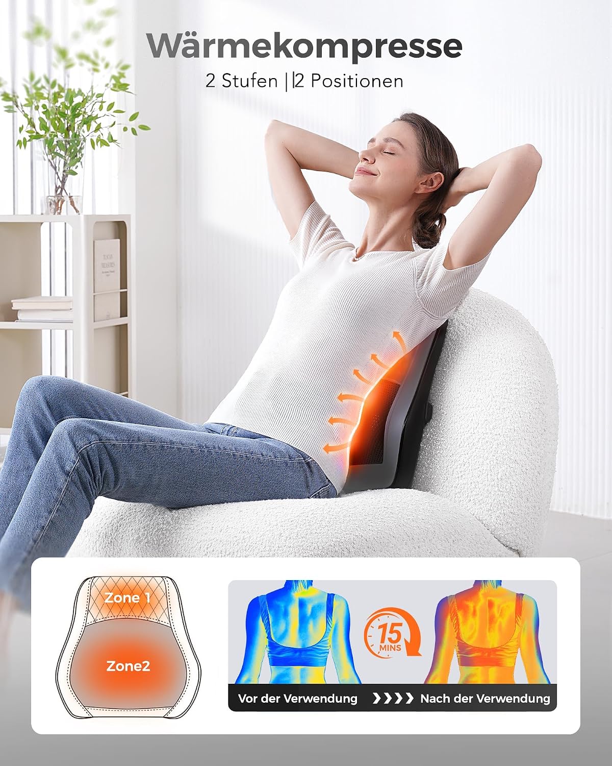 Nackenmassagegerät mit Wärme, Shiatsu Massagegeräte 3D Knet Rückenmassagegerät, Muskelschmerzlinderung für Nacken, Rücken, Beine, Geschenke für Männer, Frauen