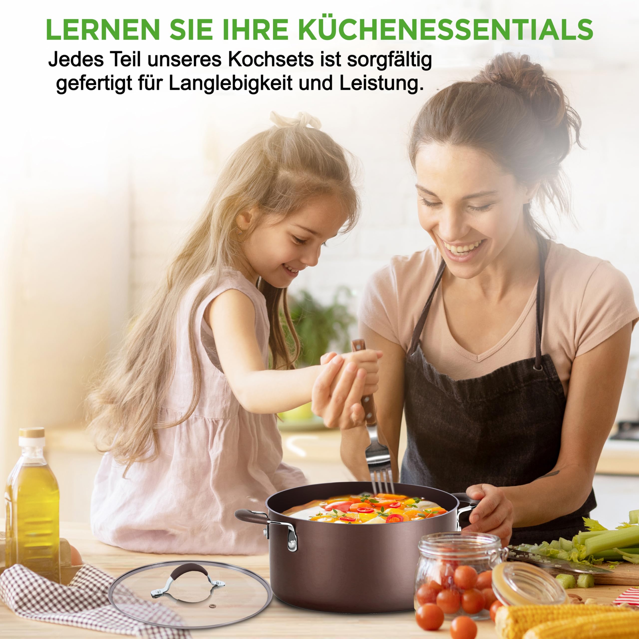 Induktions-Saucepan-Set, 14 Stück, Non-Stick-Beschichtung, Töpfe & Pfannen PFOA/PFOS frei, Kochtopf-Set, Küchenset, Edelstahl, Aluminium - Hochwertiges Kochgeschirr / NEU & OVP!
