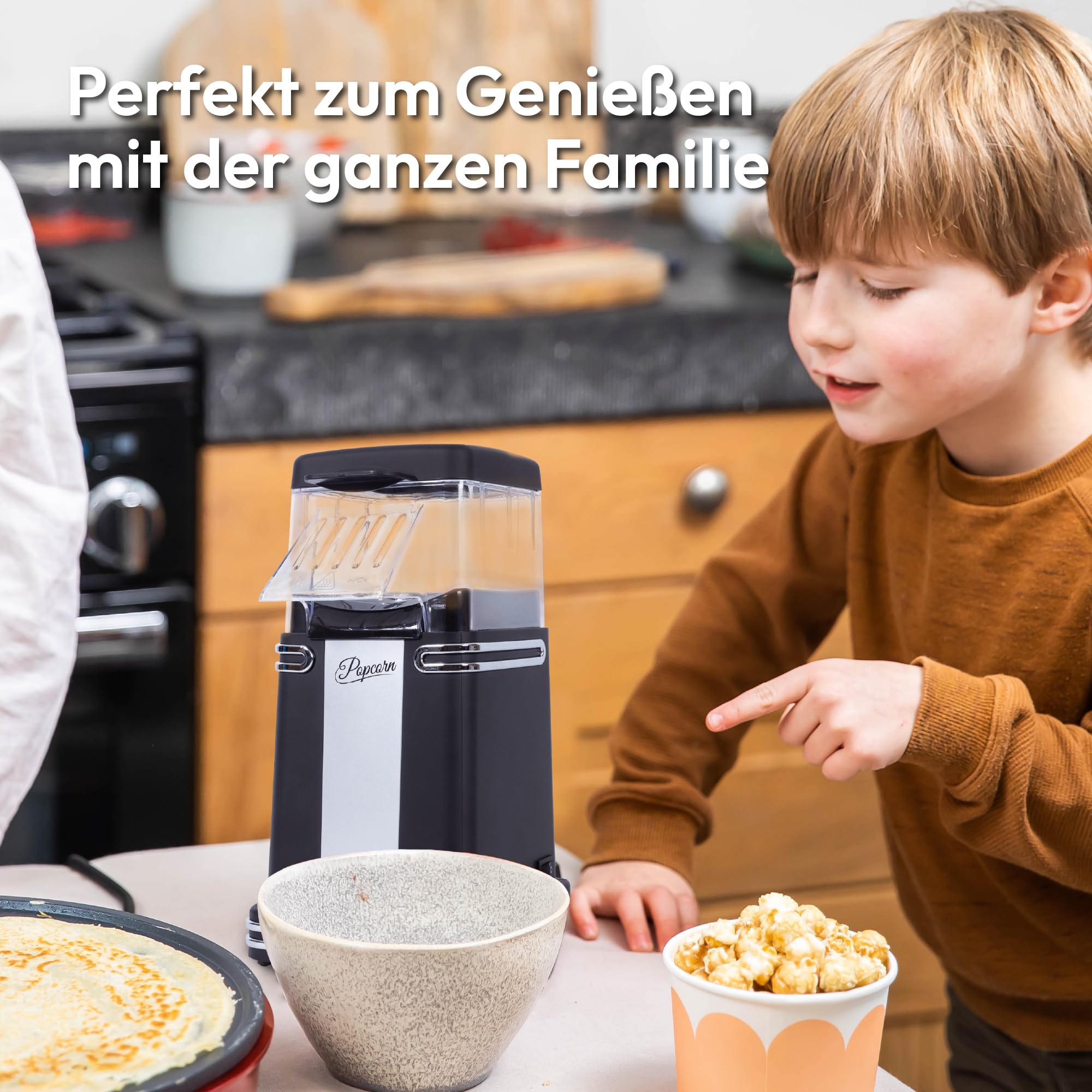 Popcorn Machine Large - Retro Popcorn Maker 5 L - Popcorn Maker with Non-Stick Coating and Removable Heating Surface - Popcorn Machine Red - Popcorn Machine 800 W - Popcorn Machine