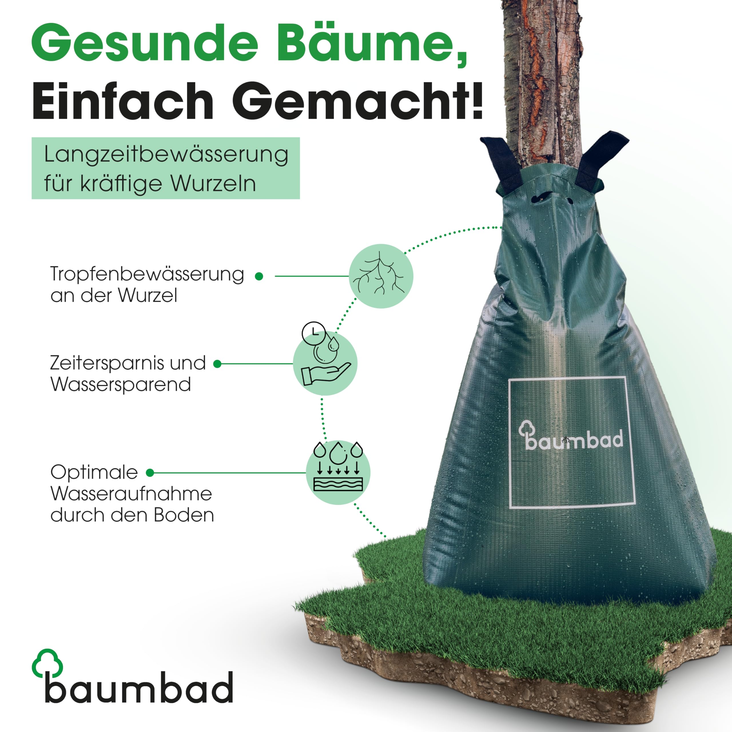 Premium Bewässerungsring 55 Liter, PVC UV Beständig, Baumring zur Bewässerung in Braun
