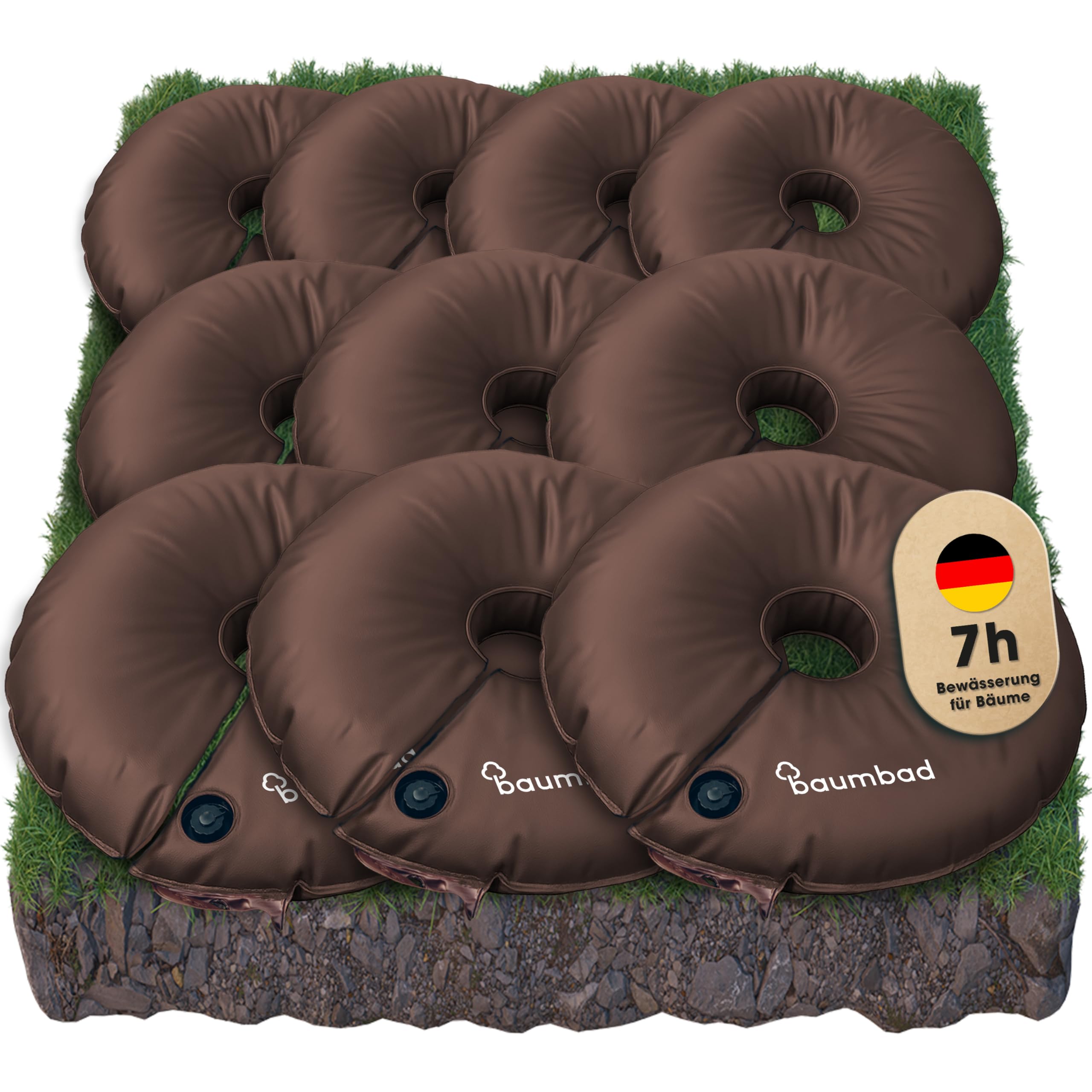 Premium Bewässerungsring 55 Liter, PVC UV Beständig, Baumring zur Bewässerung in Braun