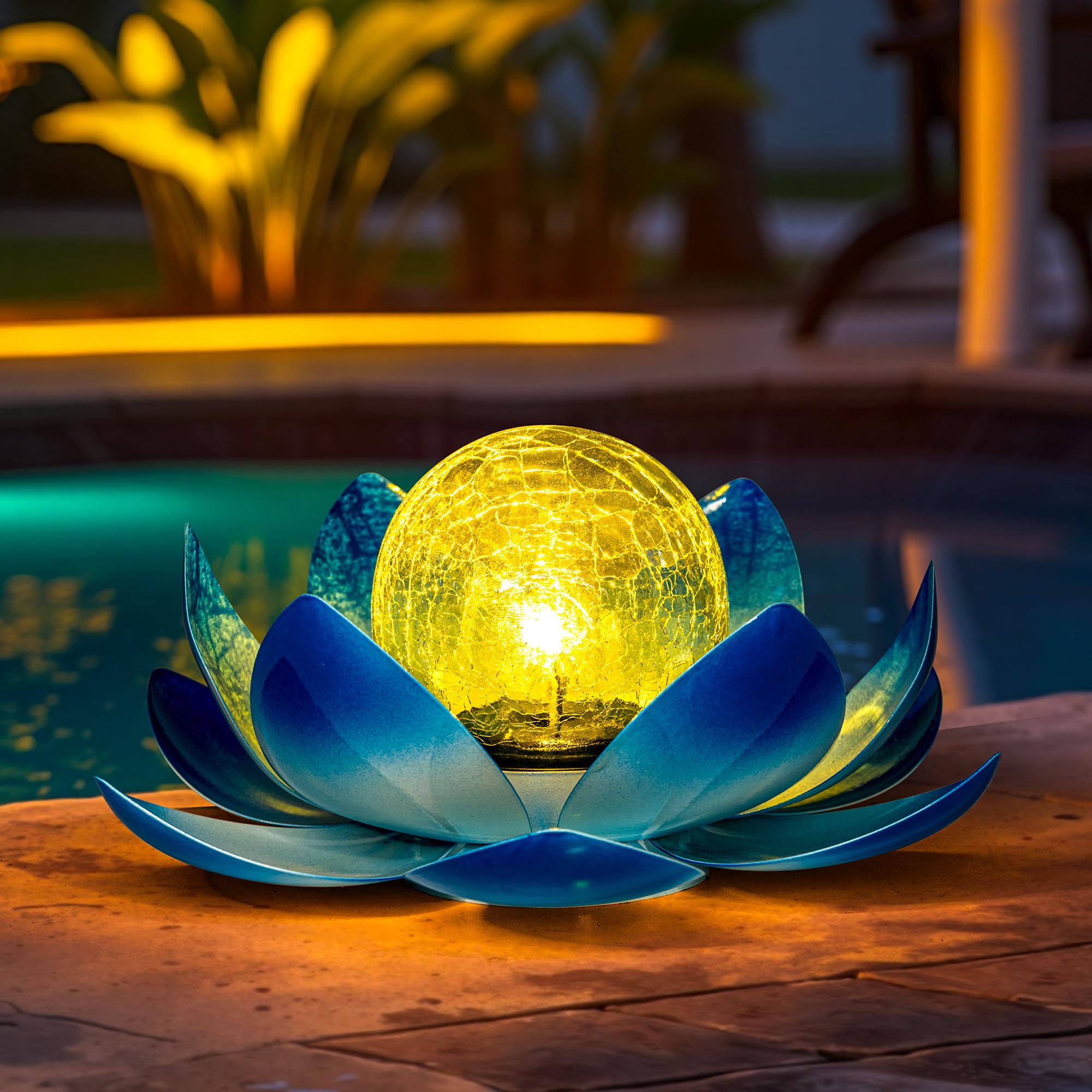 Solarlampen für Außen, Lotus Garten Deko Licht, LED Solarleuchten für Aussen, Wasserdicht Gartenleuchten Solar, Metal, für Terrasse, Garten, Gras, Balkon