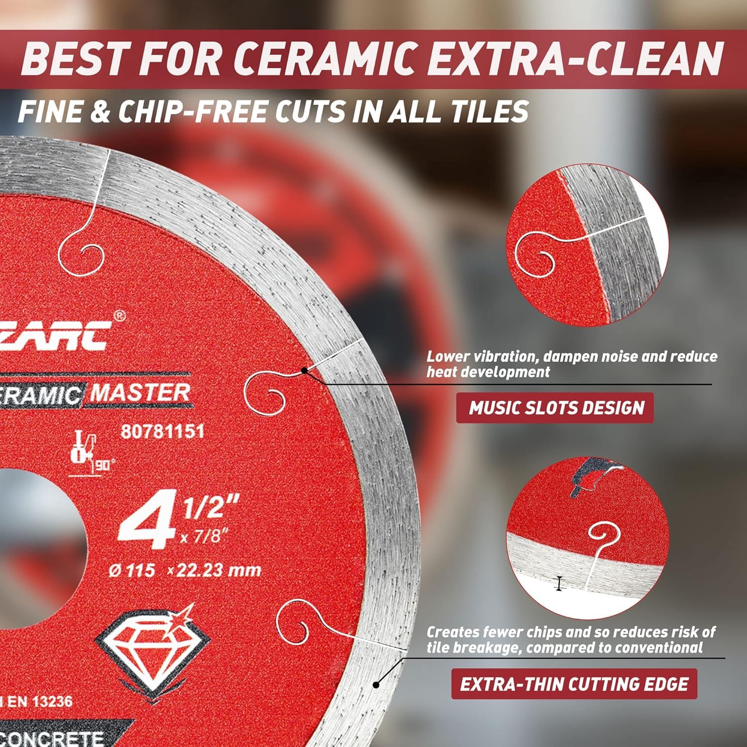 Diamantschneidscheiben 125mm Extra Thin Diamond Disc Cutting Disc für Fliesen Keramik Marmor Nass oder Trockenschnitt